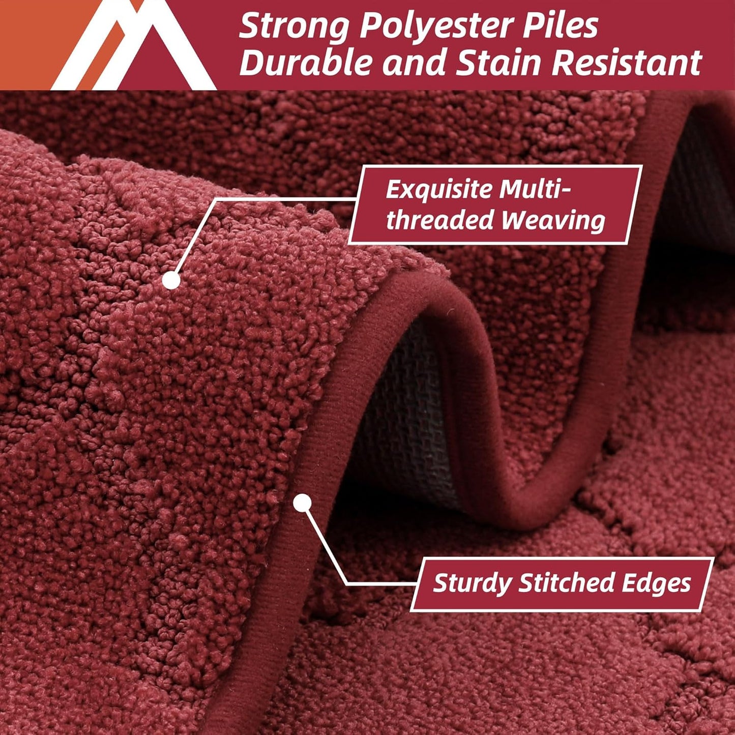 COSY HOMEER-Kitchen-Rugs-Non-Slip-Washable 24"x60" Absorbent Kitchen Runner Rug Polyester Kitchen Mats for Floor Soft Standing Floor Mats for Sink Mat,Hallway,Laundry,Red