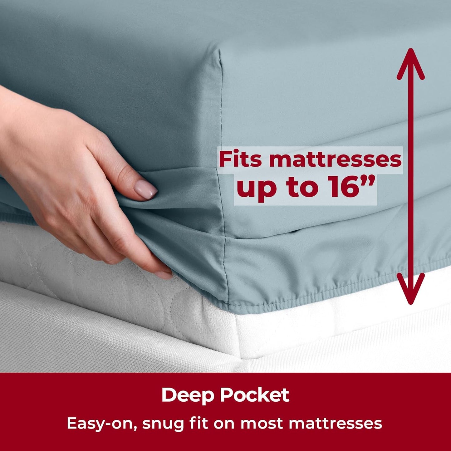 Mellanni Split King Sheets Set - 5 PC Iconic Collection Bedding - Hotel Luxury, Extra Soft, Cooling Bed Sheets - Wrinkle, Fade, Stain Resistant (Split King, Spa Blue)