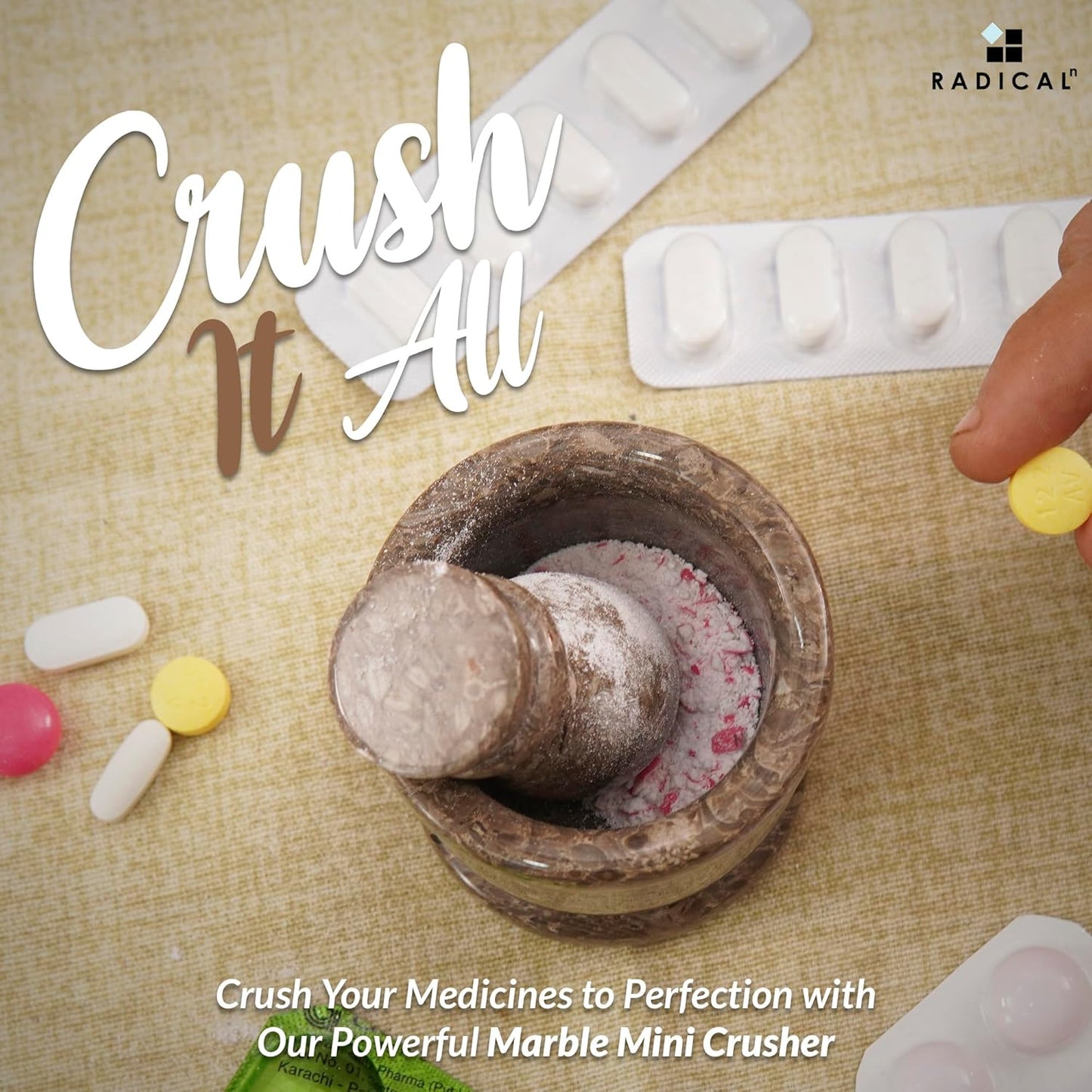 Radicaln Marble Mortar and Pestle Set Oceanic 2.5" Inches Handmade Spice Grinder & Garlic Crusher for Kitchen Mortar and Pestle Set Small Herb Grinder