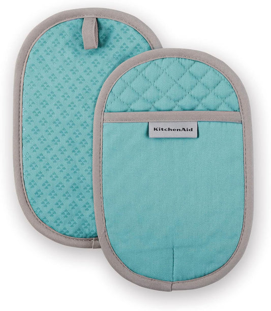 KitchenAid Asteroid Pot Holder 2-Pack Set, Aqua, 6.5"x10"