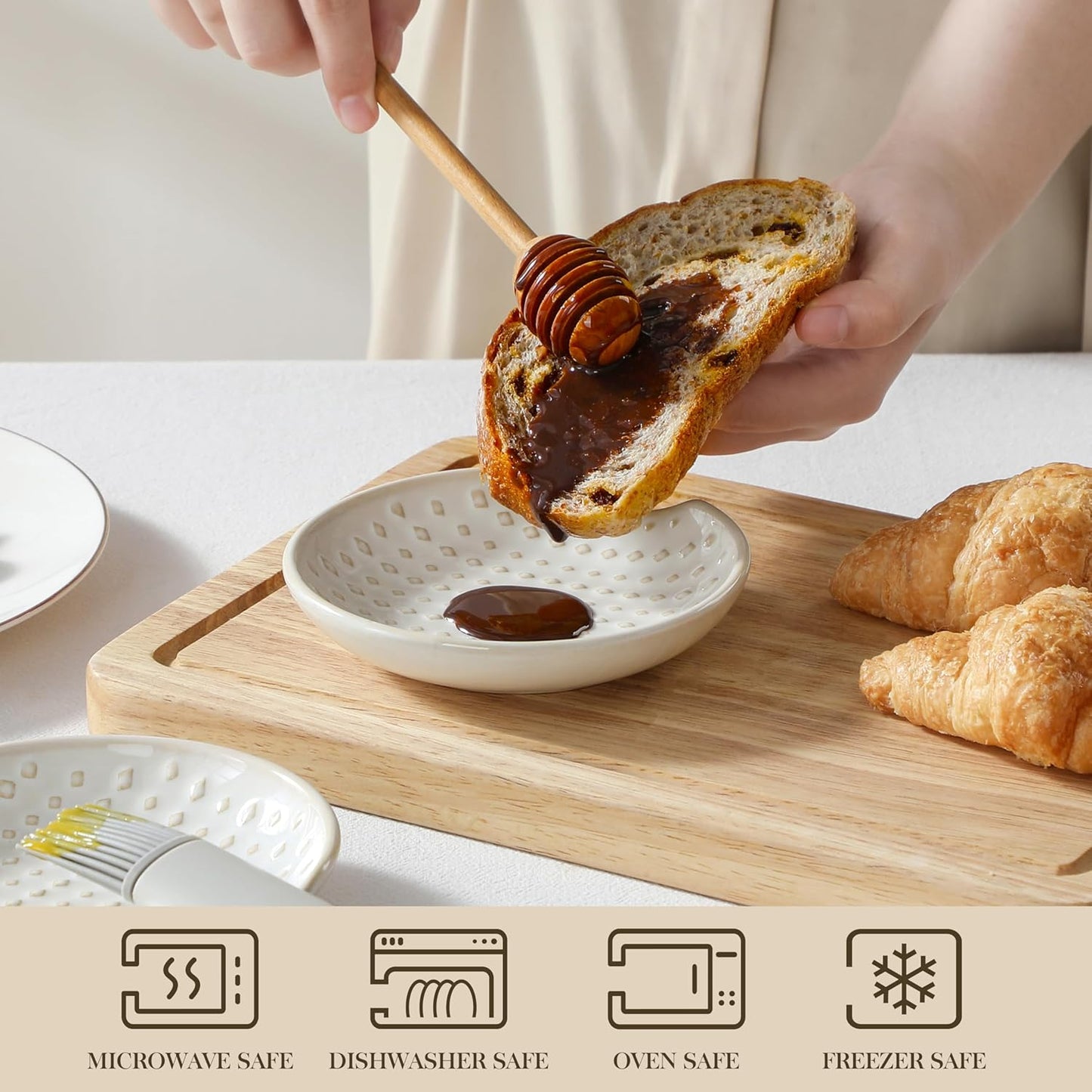 MALACASA Ceramic Spoon Rest for Stove Top, 4.8 inch Cooking Spoon Holder for Kitchen Counter,Utensil Rest for Ladle, Spatula, Spoons or Tongs, Modern Farmhouse Kitchen Décor - 03, Series LYDIA