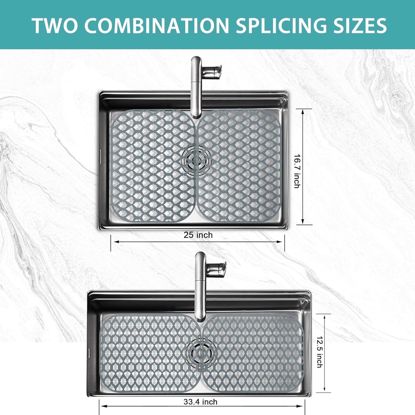 Sink Protectors for Kitchen Sink 13x11 &16x12 &19x14 &21x16 &22x13 &24x13 &26x14 &28x14 &30x16, Large Silicone Sink Mats Grid for Bottom of Farmhouse Sink (16.7”x12.5”)