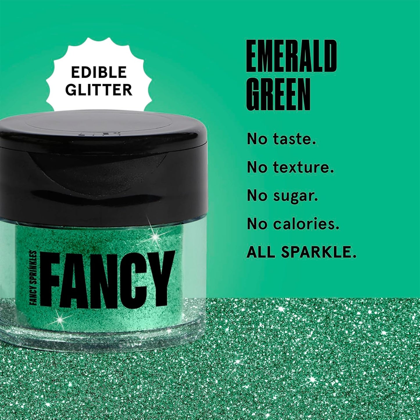 Fancy Sprinkles Emerald Green Premium Edible Glitter, 100% Edible Glitter for Sparkling Food & Drinks No Taste or Texture (4gm)