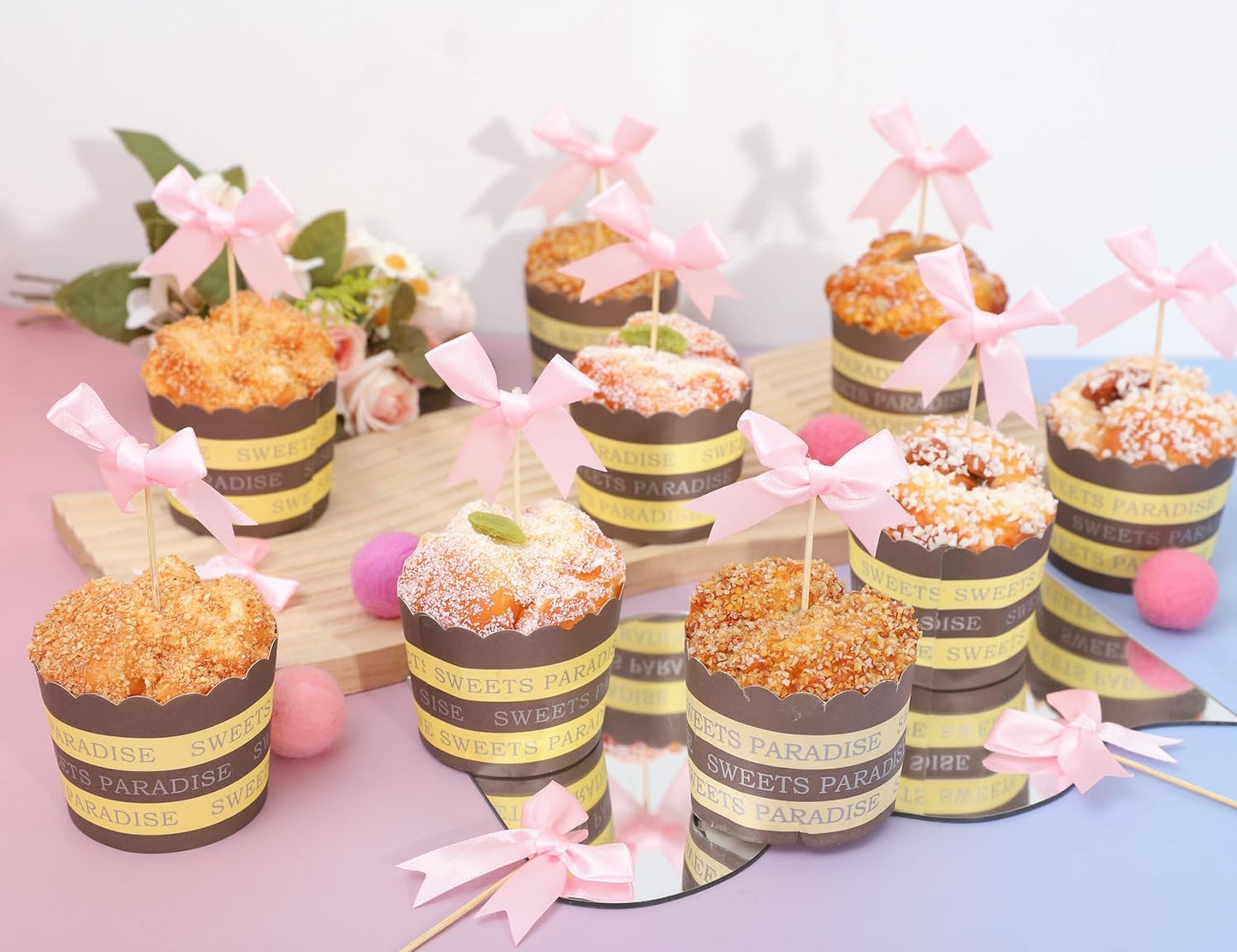 Coquette Pink Bow Cupcake Toppers - Bow Cake Toppers, Birthday Decorations, Bridal Shower & Bachelorette Party Decorations