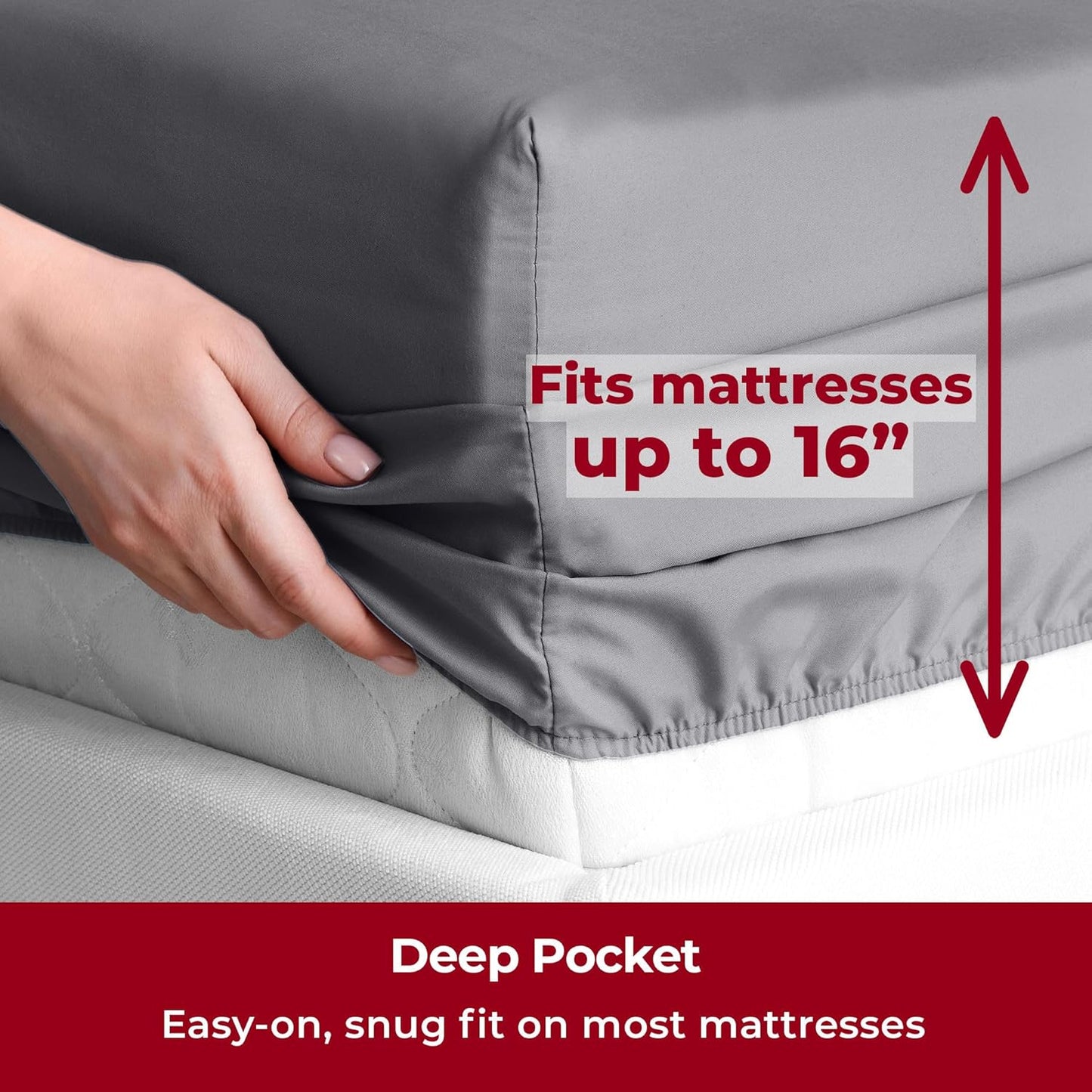 Mellanni Twin Sheets Set - 3 PC Iconic Collection Bedding - Hotel Luxury, Extra Soft, Cooling Bed Sheets - Wrinkle, Fade, Stain Resistant (Twin, Gray)