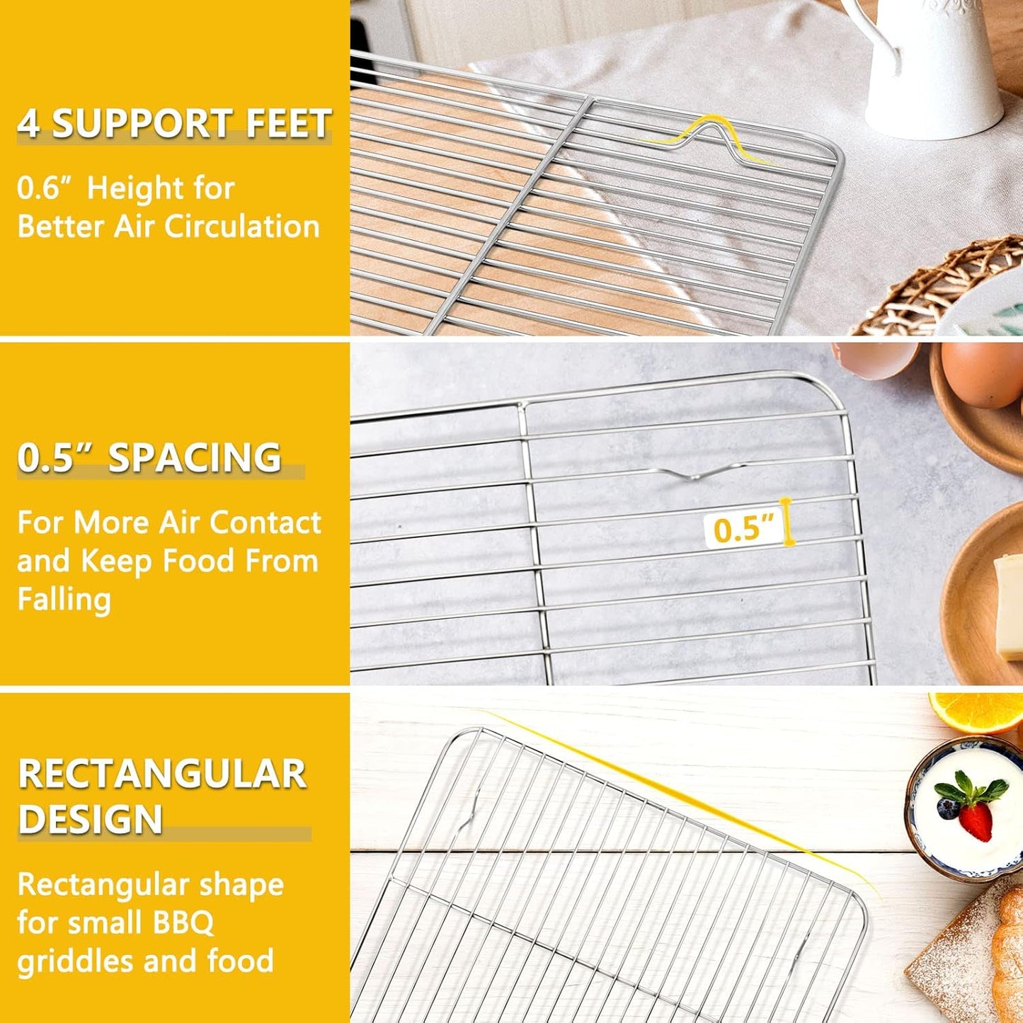 Leonyo 13" Rectangular Basting Cover with 11"x 9" Cooling Rack, Cheese Melting Dome & Wire Rack for Baking, Griddle Accessories with Steam Dome Lids for Oven, BBQ Flat Top Grill Cooking