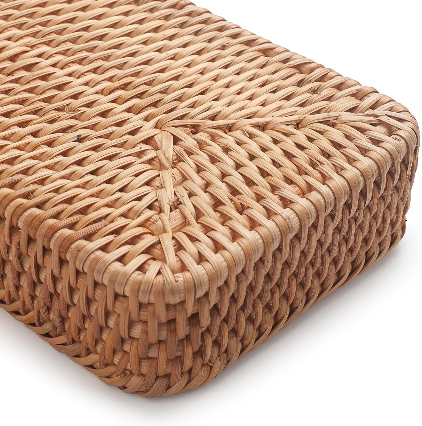 Rattan Bathroom Vanity Tray, Toilet Tank Tray, Toilet Basket Tank Topper, Bathroom Basket for Organizing and Decor (Natural, 10.2" x 4.9" x 1.6")