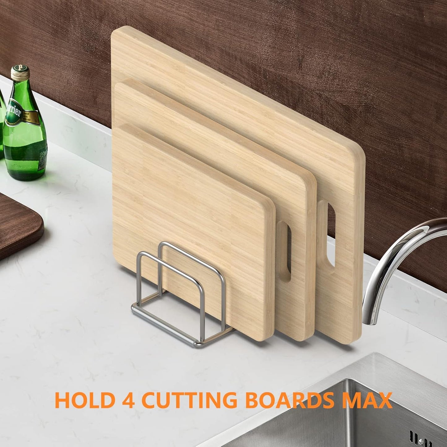 Cutting Board Organizer Stand Holder,304 Stainless Steel Chopping Board Holder,Pot Pan Lid Holder Rack kitchen Shelf Bakeware,Cookie Sheets Organizer (1.0 Inch Width Slots)