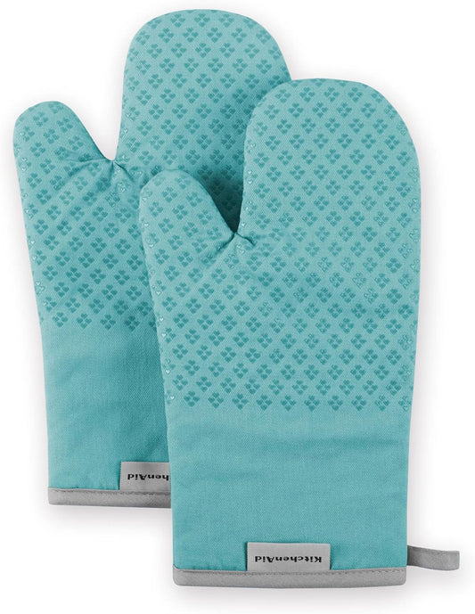 KitchenAid Asteroid Oven Mitt Set, 7"x12.5", Aqua Sky, 2 Piece