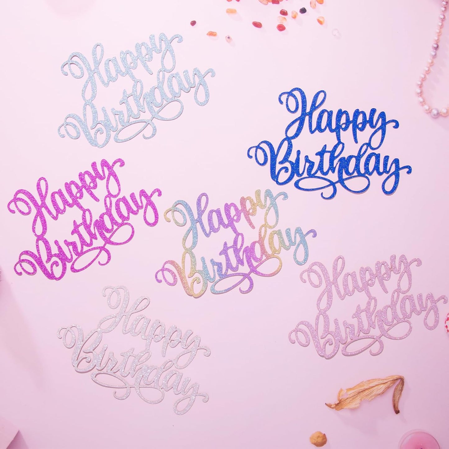 Happy Birthday Cake Toppers 9 Inch Glitter Happy Birthday Cake Pick for Birthday Anniversary Theme Party Cake Decorations Supplies - Olive Green