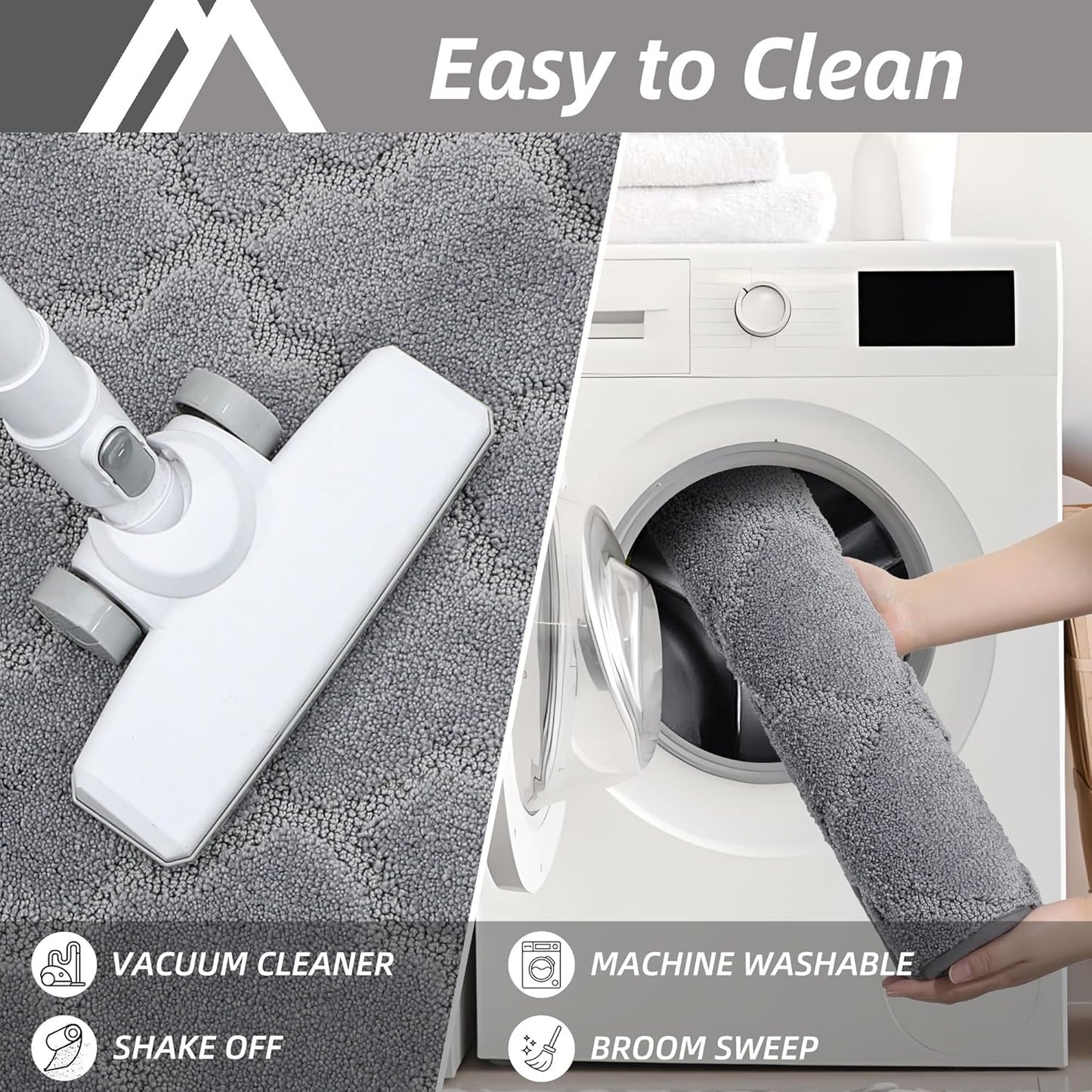 COSY HOMEER Kitchen Rugs 20"x48" Non-Slip Absorbent Soft Kitchen Runner Rug Polyester Kitchen Mats for Floor Washable Kitchens Standing Floor Mat for Sink Mat,Hallway,Laundry,Grey