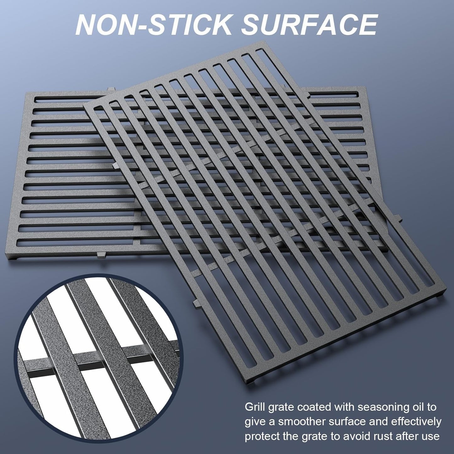 Uniflasy 19.5" Grill Parts for Weber Genesis Grill Grates for Weber Genesis 300 Series E310 E320 E330 S310 S320 S330 EP310 Cast Iron Cooking Grates Replacement for Parts 7524 7528