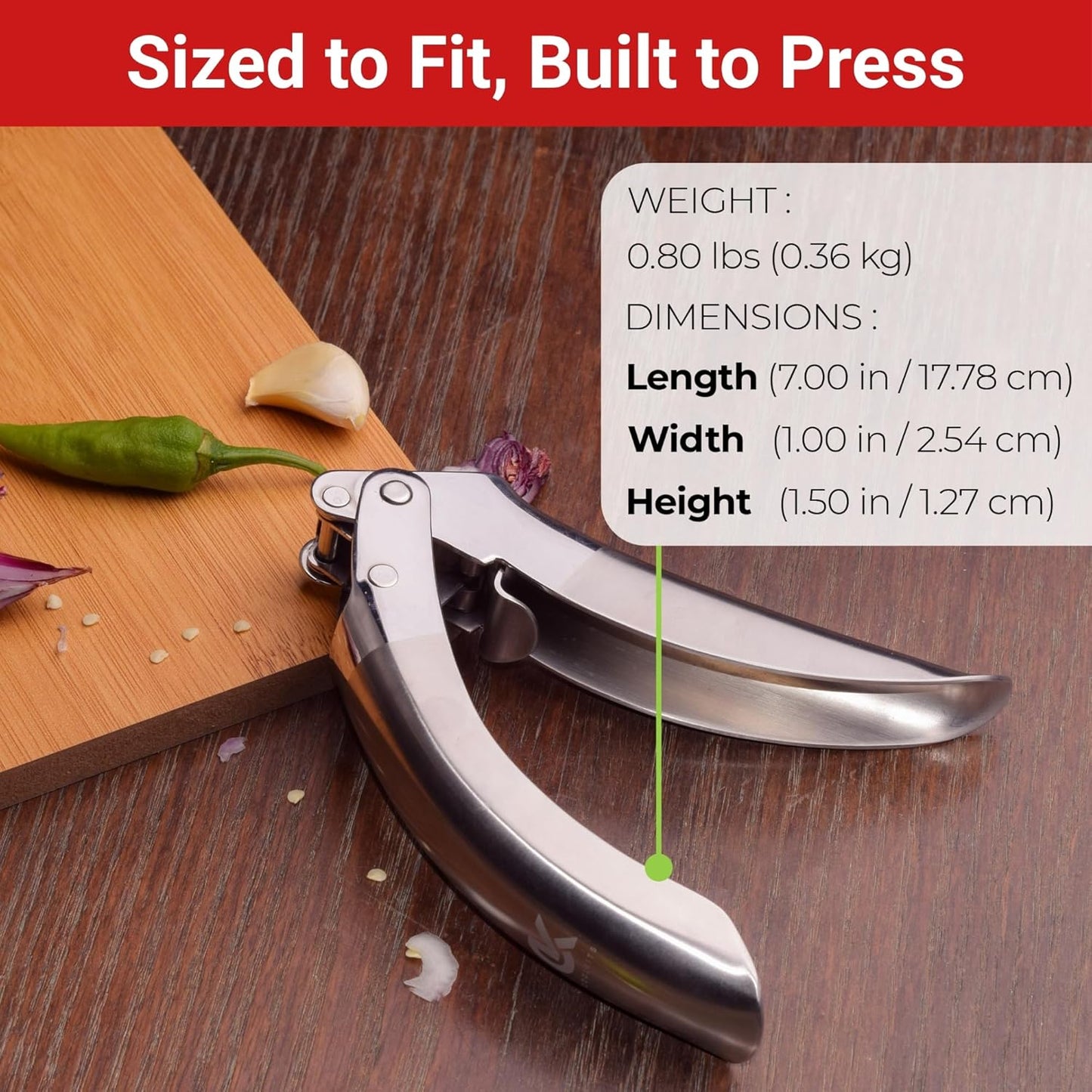 Good Grips Heavy Duty Garlic Press, No Peeling Needed, Stainless Steel Professional Garlic Mincer & Crusher, Dual Lever-Assisted Design with Large Capacity Chamber for Effortless Garlic Crushing.