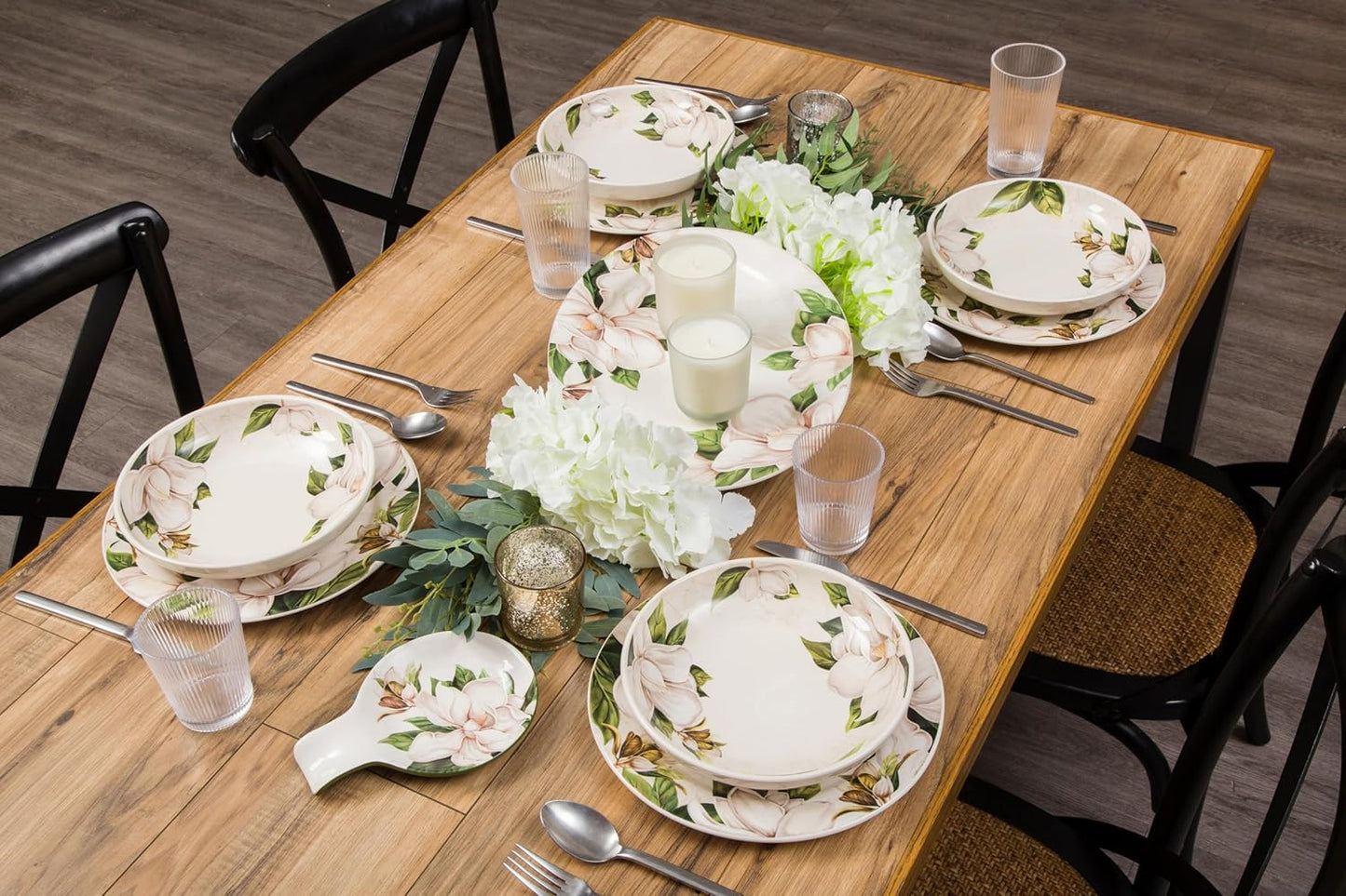 Bico Magnolia Floral Spoon Rest for Stove Top, Ceramic Spoon Holder for Kitchen Counter, Easy to Clean Coffee Spoon Rest Dishwasher Safe, Kitchen Cooking Utensil Rest for Ladles Spatula