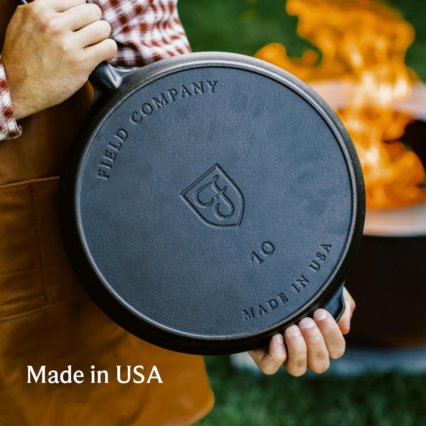 Field Company 11-Inch Cast Iron Skillet – No.10, Lightweight & Smooth, Nonstick, Preseasoned with Organic Oil – Made in USA, Non-Toxic – Great for Roast Chicken, Family Dinners, Vintage Design