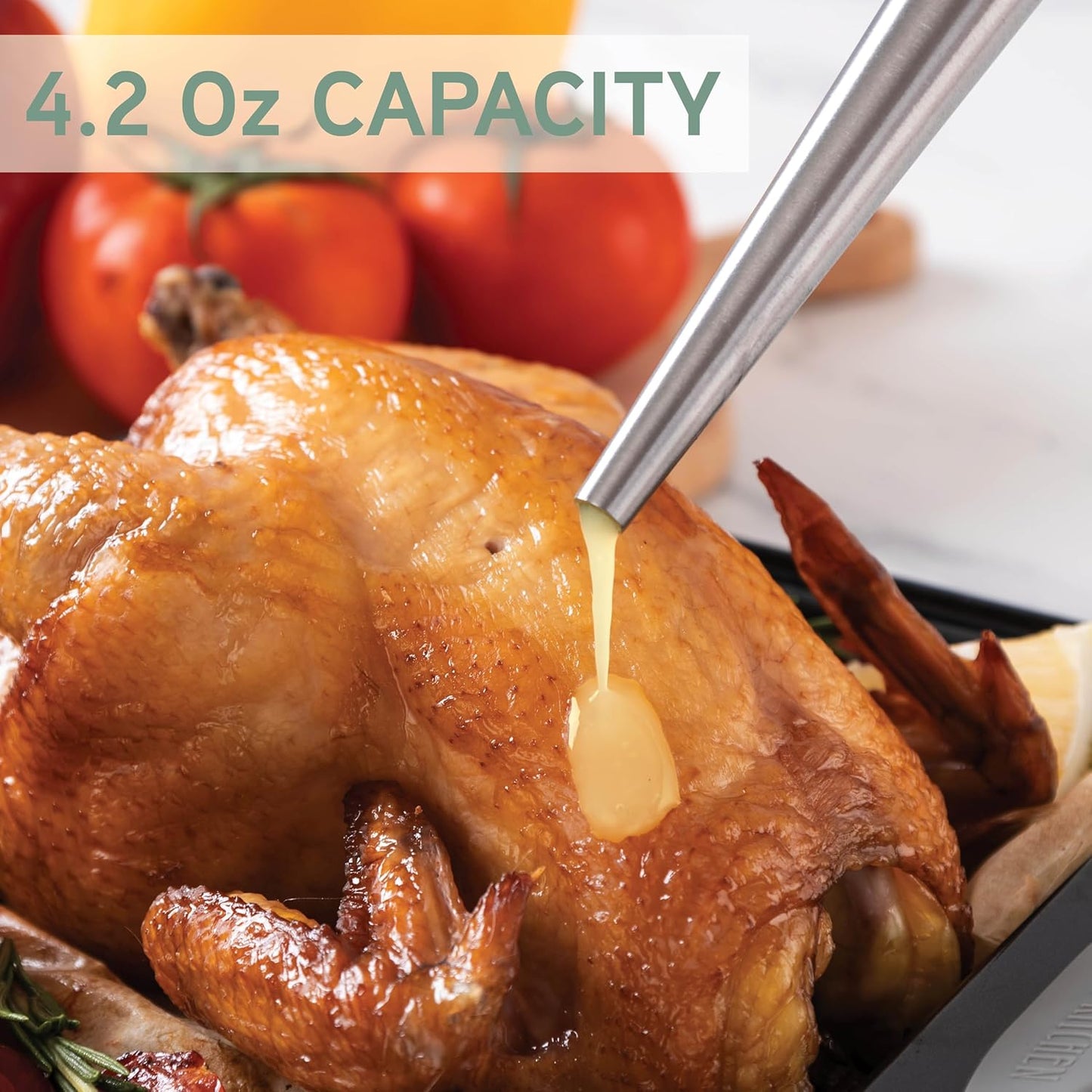 COOK WITH COLOR Turkey Baster with Cleaning Brush - Food Grade Syringe Baster For Cooking, Deluxe Set, Sage