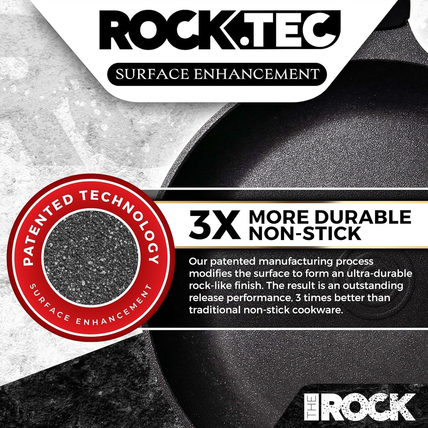 THE ROCK 1TSP 13PCS Cookware Set – Pots and Pans Set Non Stick with ROCK.TEC – Nothing Sticks, Never Warps, Lasts Longer – Healthy, Multifunctional, All-in-One Fry Pan, Saucepan, Stockpot & More