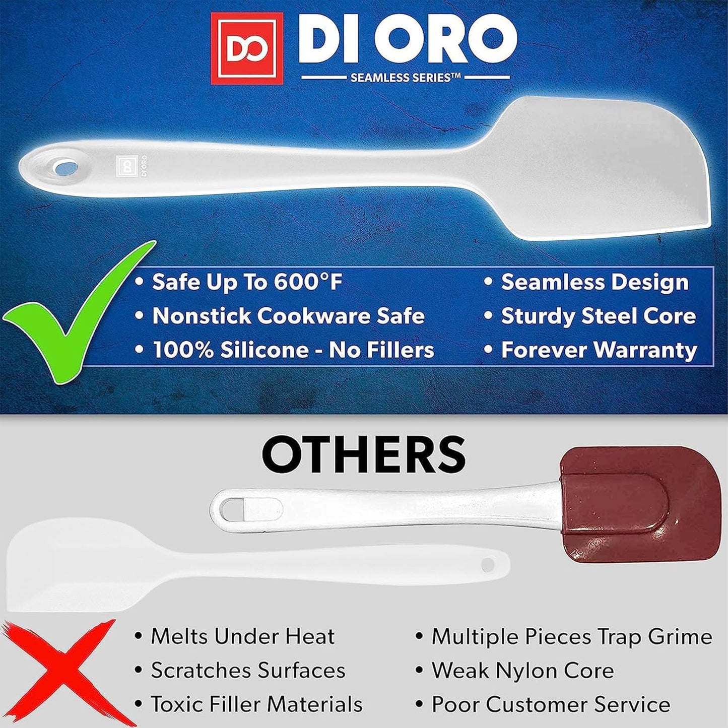 DI ORO Silicone Spatula Set - Rubber Kitchen Spatulas for Baking, Cooking, & Mixing - 600°F Heat-Resistant & BPA Free Silicone Scraper Spatulas for Nonstick Cookware - Dishwasher Safe (5pc, Stone)