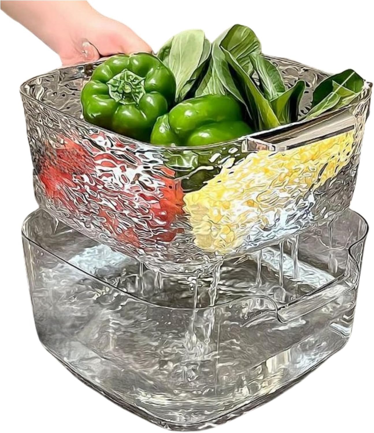 2 Pcs Vegetable Washing Drainage Basket Drain Colander Bowl Set Kitchen Colander Bowl for Noodles Salads, Grey