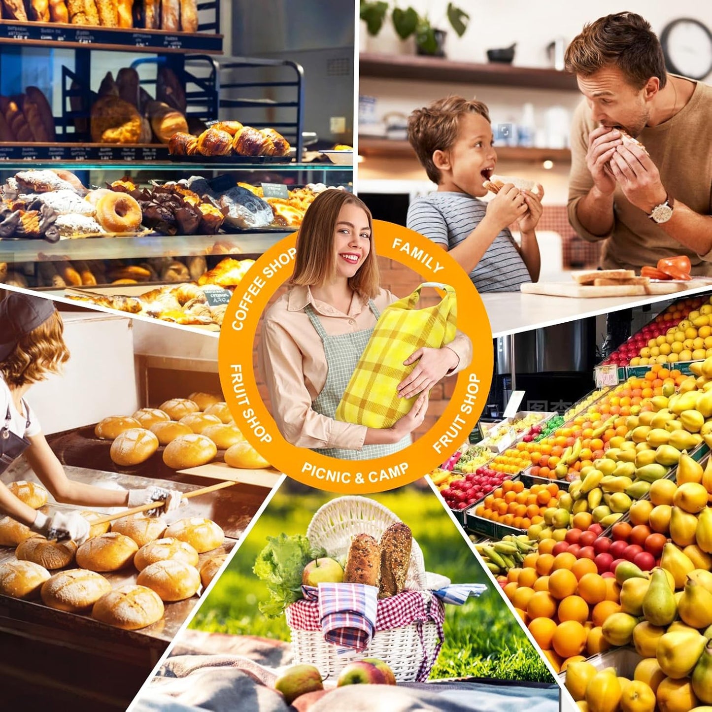 Mosucoirl Beeswax Bread Bags 2 Pack, Reusable Bread Storage Boxes for Homemade Sourdough, Cotton Food Bags Loaf Containers to Keep Fresh Large (Yellow)