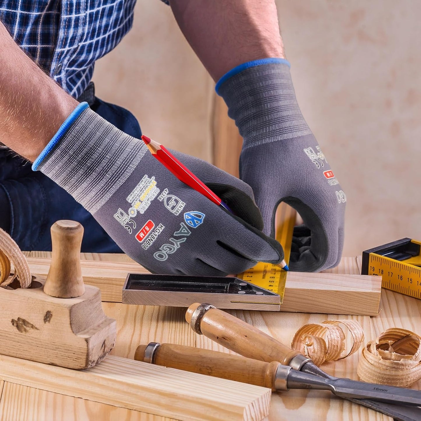 KAYGO Safety Work Gloves MicroFoam Nitrile Coated, 3 Pairs KG18NB,Seamless Knit Nylon Glove for Men and Women, Ideal for Automotive,Warehouse,Construction (Medium,Gray)