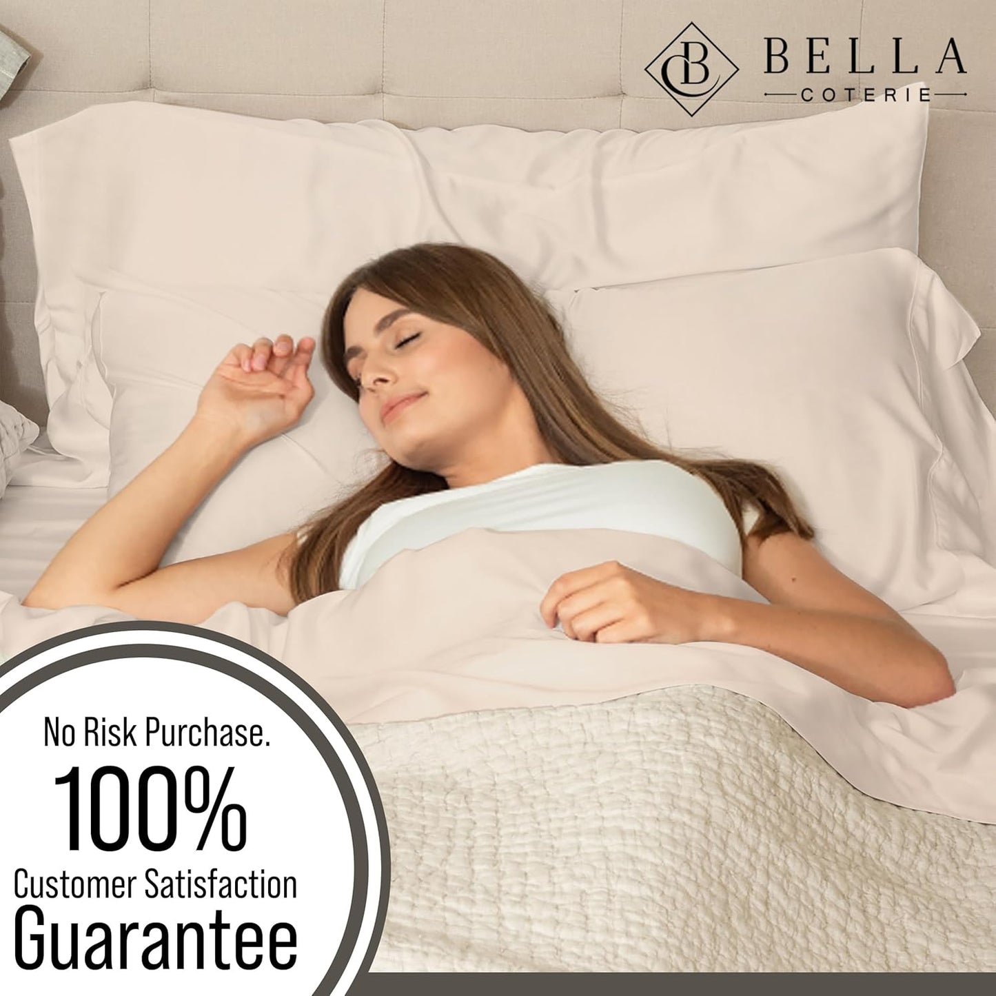 Bella Coterie Luxury Bamboo Viscose Full Size Sheet Set | 100% Organically Grown | Ultra Soft | Cooling for Hot Sleepers | 18" Deep Pocket [Champagne]