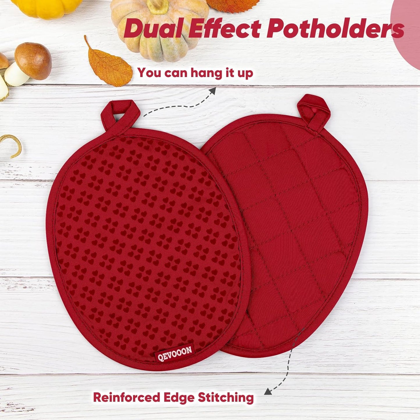 Oven Mitts and Pot Holders 4 Sets, Heat Resistant 500 ℉ Oven Mitt and Pot Holder,Oven Glove&Potholders with Non-Slip Silicone Surface,Kitchen Essentials for Cooking/Baking/BBQ-Red