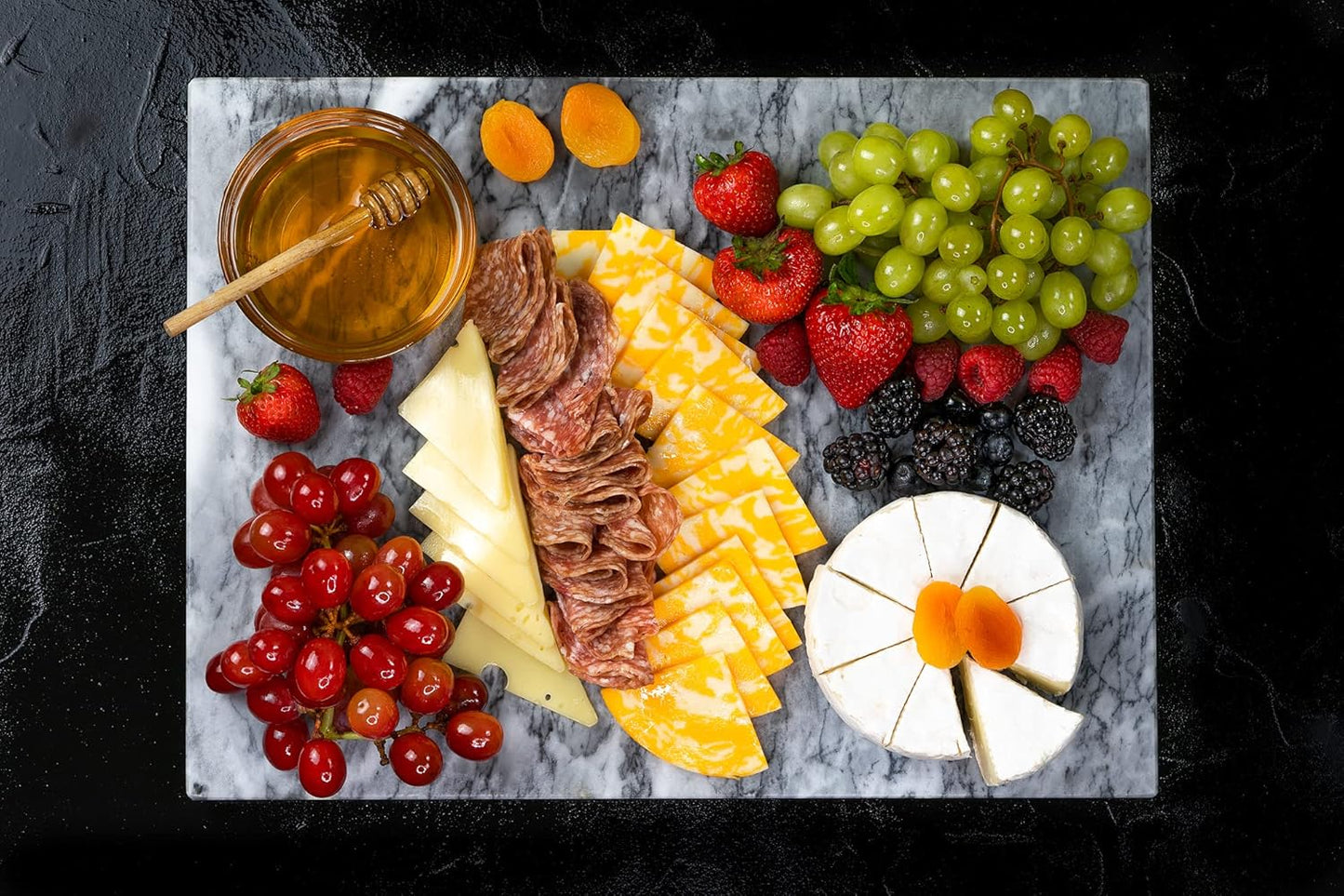 Marble Pastry Board and French Rolling Pin Set – 16” x 12” Chilling Slab + 16” Rolling Pin – Non-Slip Feet – Ideal for Baking, Cheese, Charcuterie, Gifts & Elegant Kitchen Display