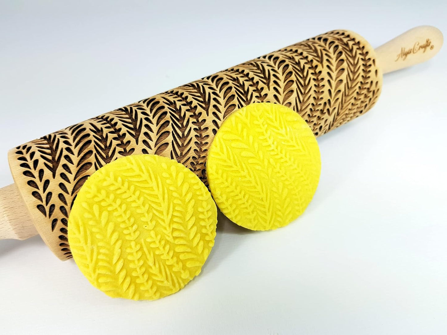 RIVER Embossed Rolling Pin. Dough Roller for Embossed Cookies and Pottery by Algis Crafts