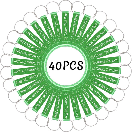 40PCS Personalized Bottle Opener Keychain Bulk Custom Beer Bottle Opener with Logo Text Engraved Wedding Bottle Opener Favors Customized Gifts for Guests Baby Shower Birthday Party-Green