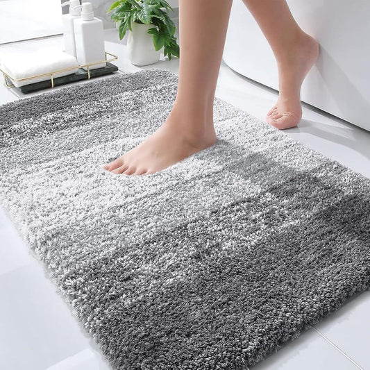 OLANLY Bathroom Rugs Mat 34x21, Extra Soft Absorbent Microfiber Bath Rugs, Rubber Backing, Quick Dry, Machine Washable Bath Mats for Bathroom Floor, Tub and Shower, Home Decor Accessories, Grey