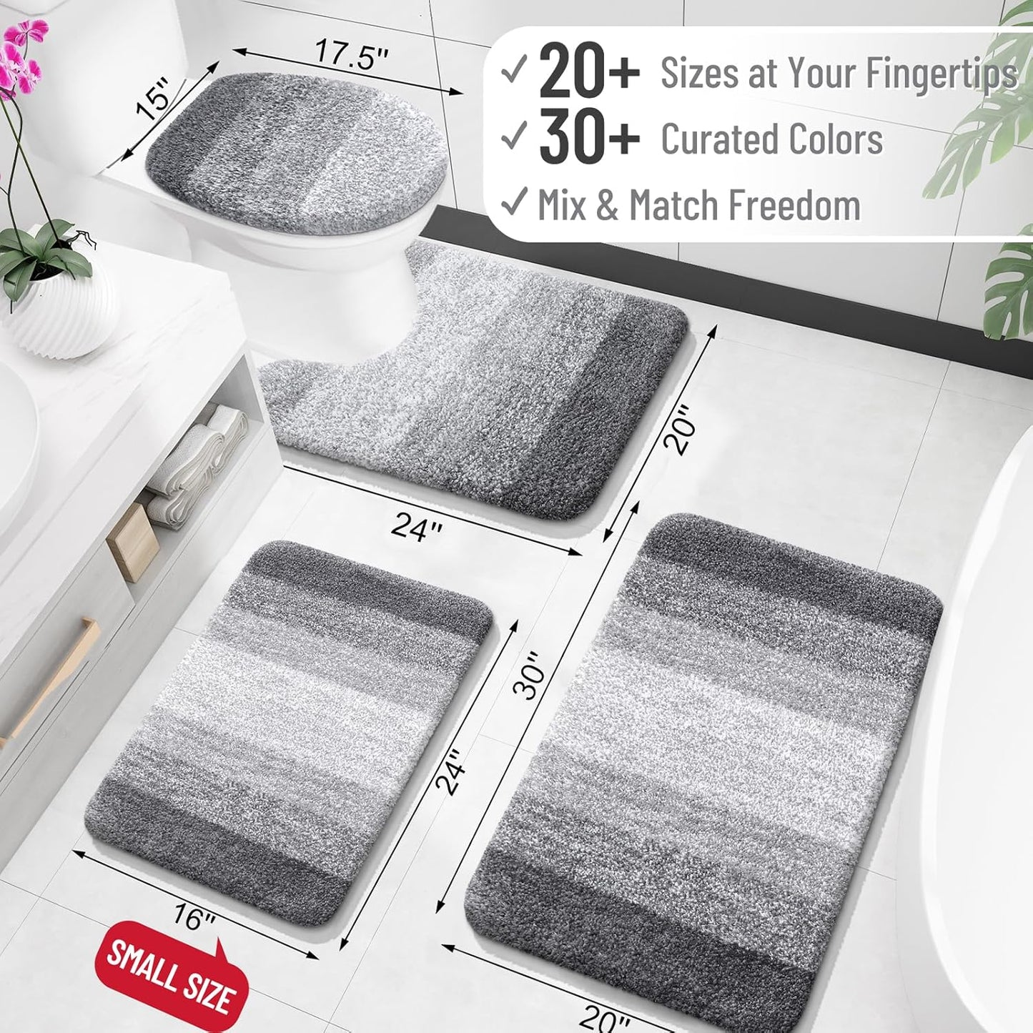 OLANLY Bathroom Rugs Mat 40x32, Extra Soft Absorbent Microfiber Bath Rugs, Rubber Backing, Quick Dry, Machine Washable Bath Mats for Bathroom Floor, Tub and Shower, Home Decor Accessories, Grey