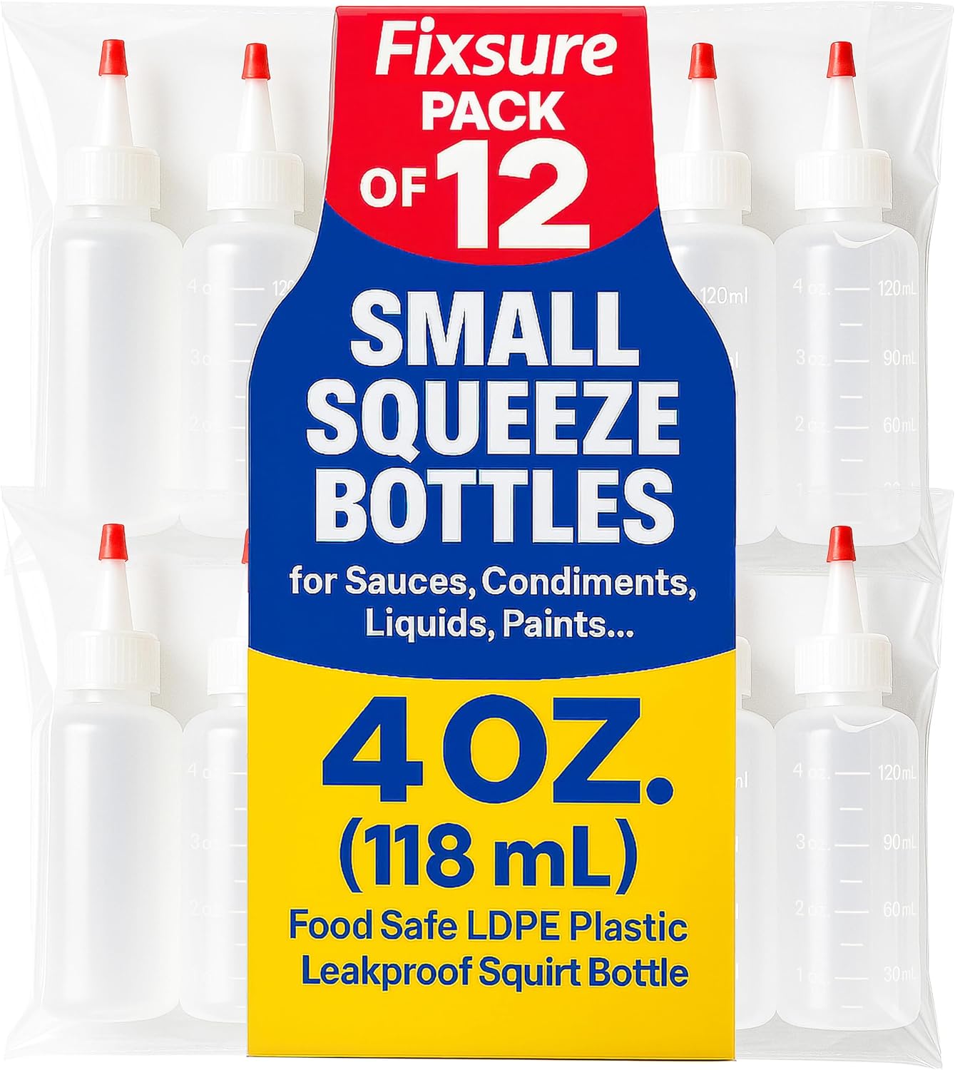 Plastic Squeeze Bottles with Red Tip Cap, 4 Oz Squirt Bottle For Ketchup, BBQ, Sauces, Syrup, Condiments, Oil, Pancake, Cookie Decorating, Dressings, Travel, Camping, Lab, Arts and Crafts (2)