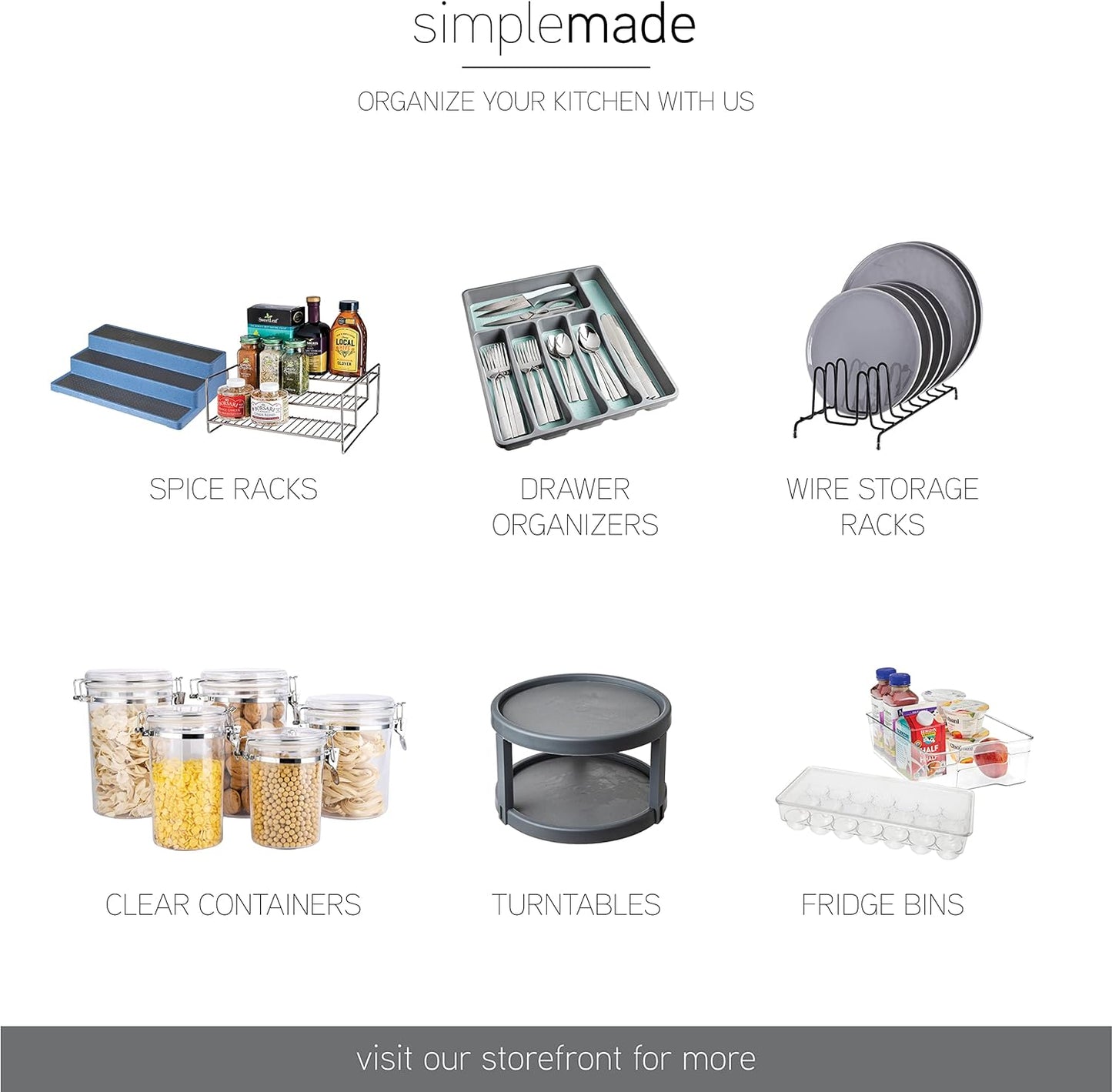 SIMPLEMADE 3-Tier Spice Rack Organizer - Versatile Storage Shelf for Kitchen, Bathroom, Bedroom & Office, Set of 1, Clear