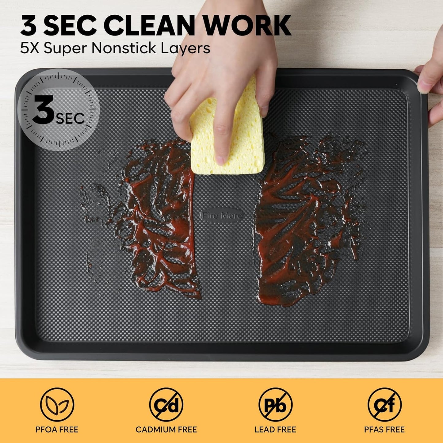 Cookie Sheet for Baking, Ceramic Half Baking Sheet Pan, Thicker Carbon Steel Baking Sheet Non Stick, 17.5 x 13 Inch Baking Tray for Oven