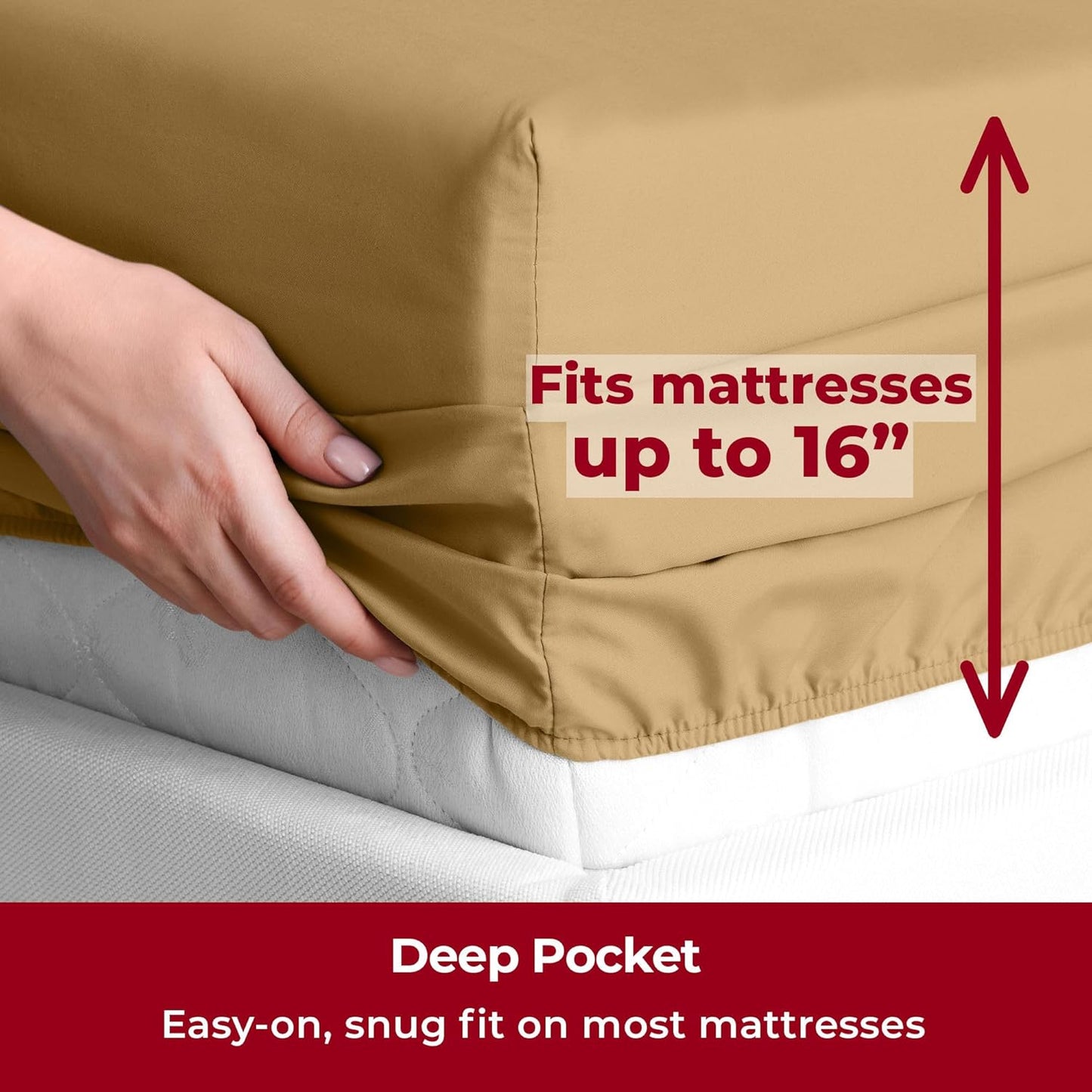 Mellanni Twin XL Sheets Set - 3 PC Iconic Collection Bedding - Hotel Luxury, Extra Soft, Cooling Bed Sheets - Wrinkle, Fade, Stain Resistant (Twin Extra Long, Gold)