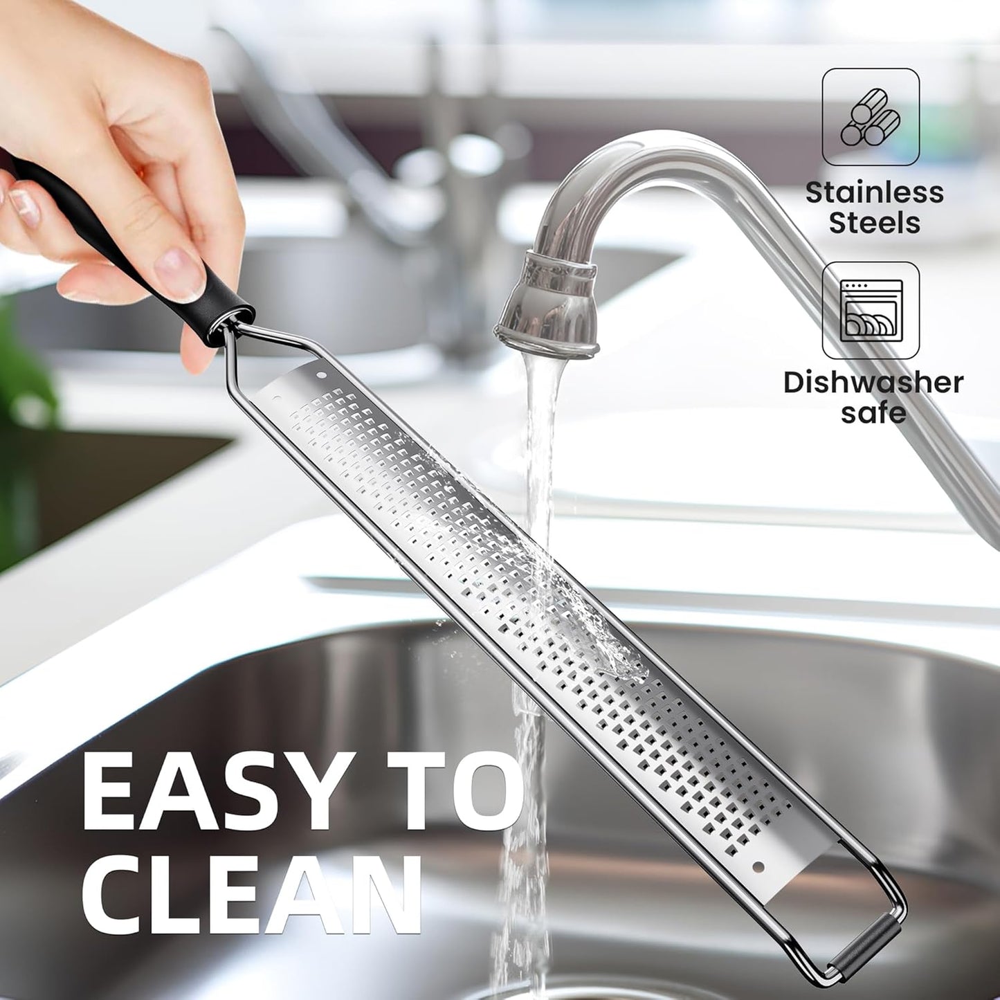 Zester Grater With Handle Cheese Grater for Lemon Zester Kitchen,Black