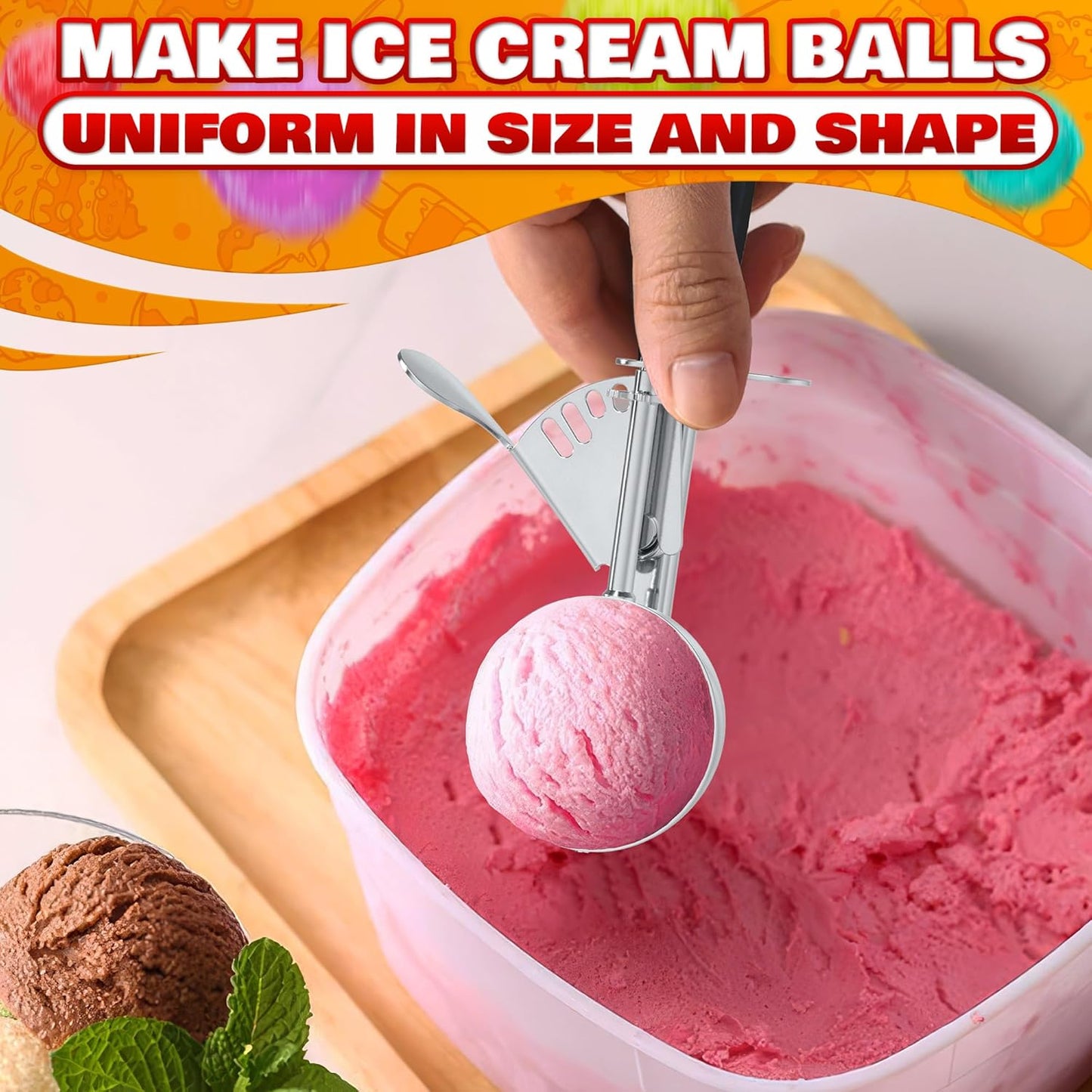 1 Oz Ice Cream Scoop with Trigger #30 - Versatile 1 Oz Scoop for Gelato, Cookie Dough Baking, Sorbet & Meatballs - Rust-Resistant Stainless Steel, Easy to Clean in Dishwasher, Non-Slip Handle