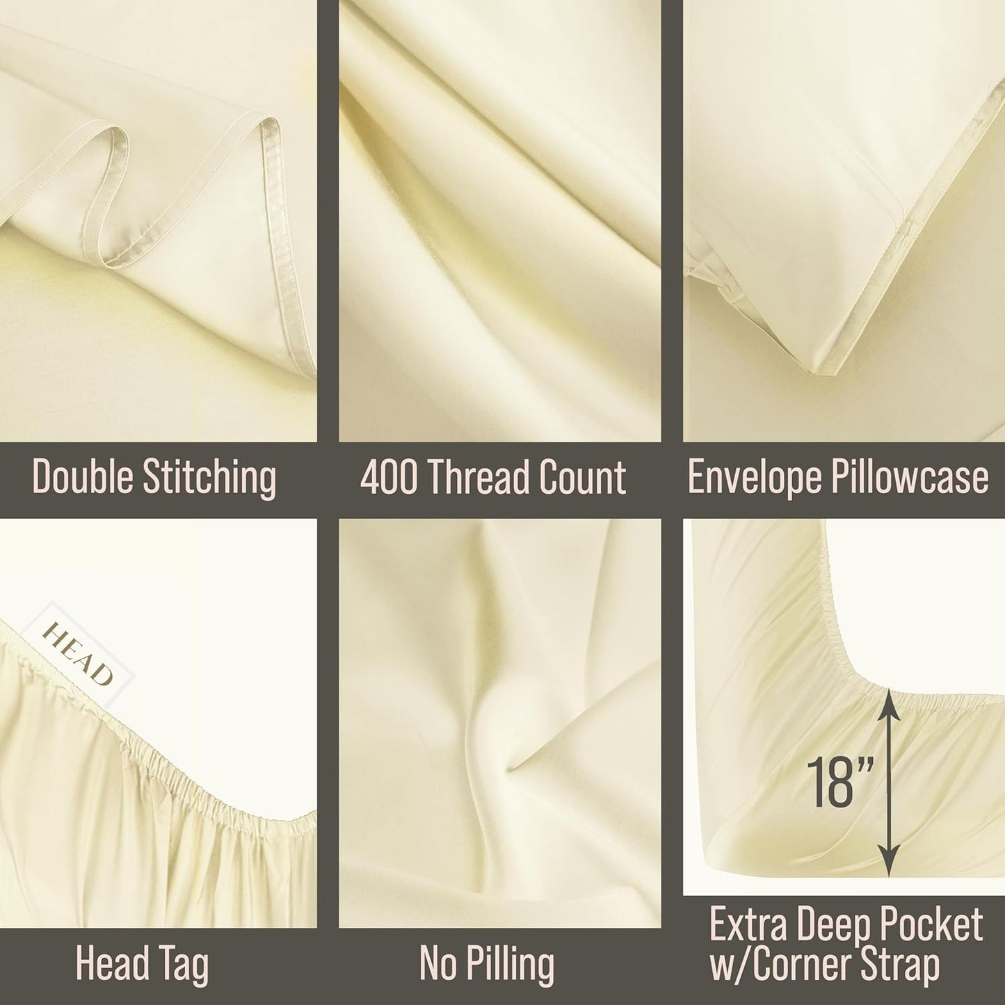 Bella Coterie Luxury Bamboo Viscose Queen Size Sheet Set | 100% Organically Grown | Ultra Soft | Cooling for Hot Sleepers | 18" Deep Pocket [Lemonade]