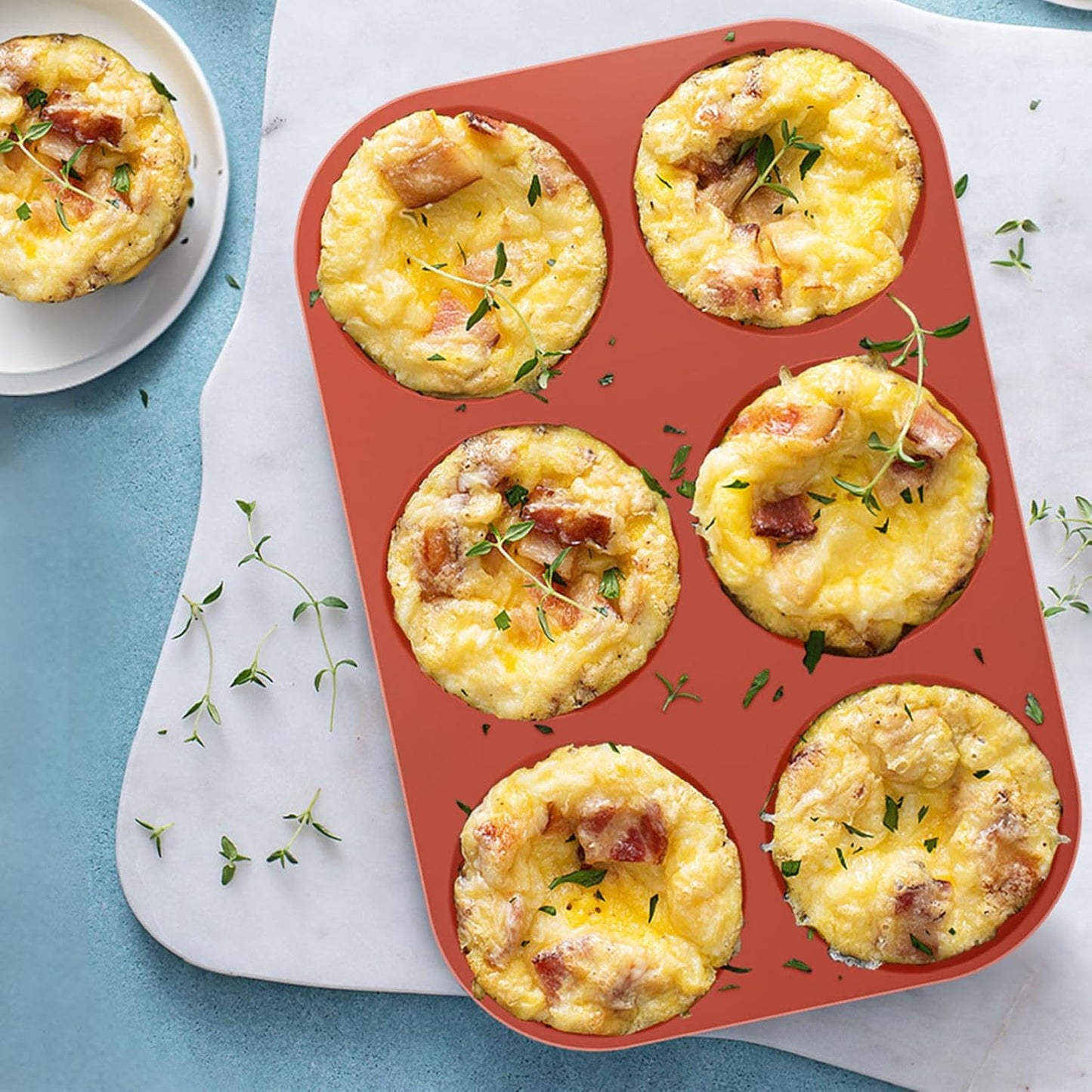 Ocmoiy 4 Inch Silicone Egg Mold for Breakfast Sandwiches, 3 Pack Non-Stick Silicone Jumbo Muffin Top/Hamburger Bun Pan Eggs Bites Molds for Oven Baking Egg Patty, Pancake, Frittata