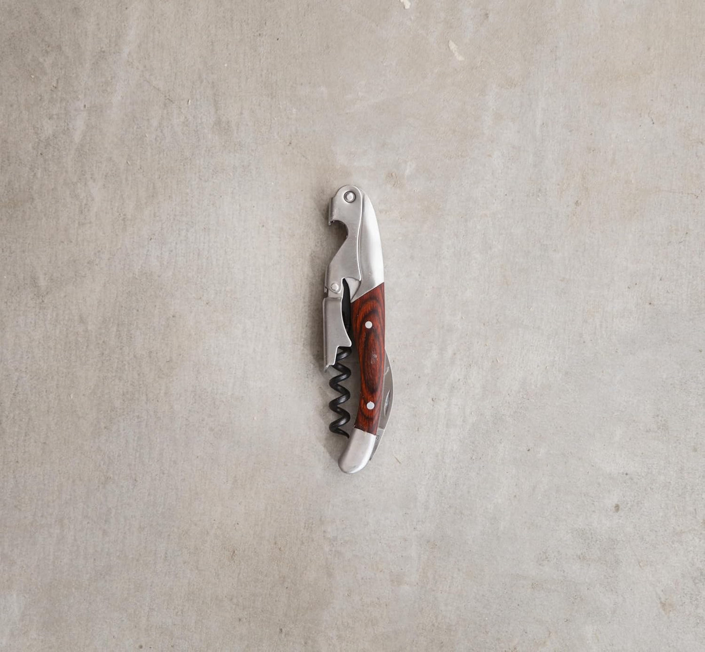 Twine Country Home Double Hinged Wood Corkscrew, Rosewood Inlay Wine Key, Bar Tool, Wine Opener, 4.75"