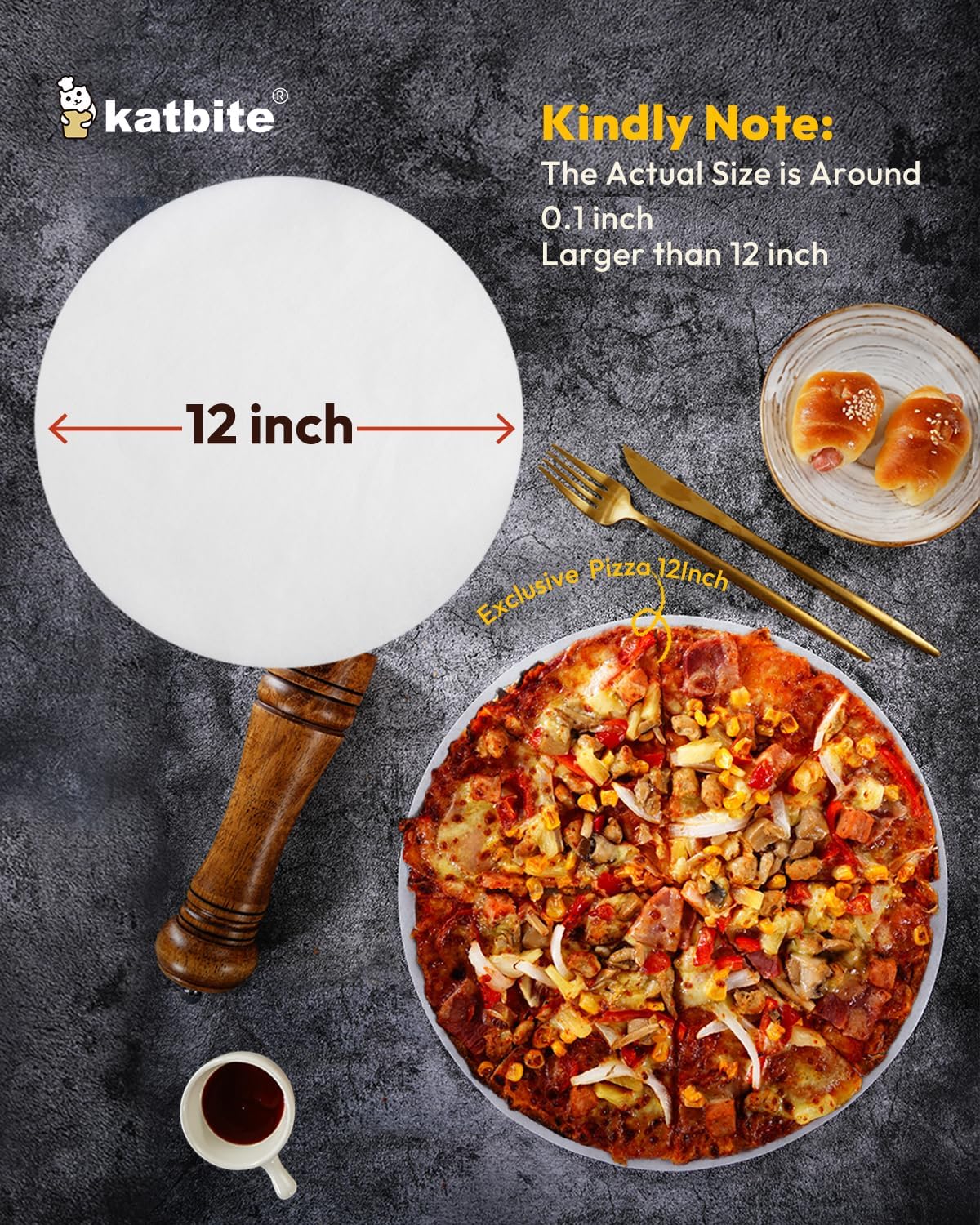 Katbite 12 Inch 200Pcs Parchment Paper Rounds, Round Baking Sheets Paper for Patty Separating, Freezing, Springform Cake Tin, Toaster Oven, Tortilla Press