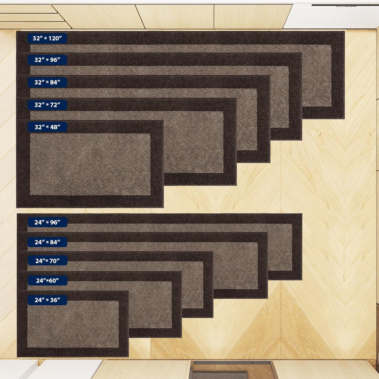 Machine Washable Kitchen Rug 24" x 36", Non Slip Kitchen Mat for Floor, Absorbent Entrance Throw Rug for Bedroom, Hallway, Bathroom, Door