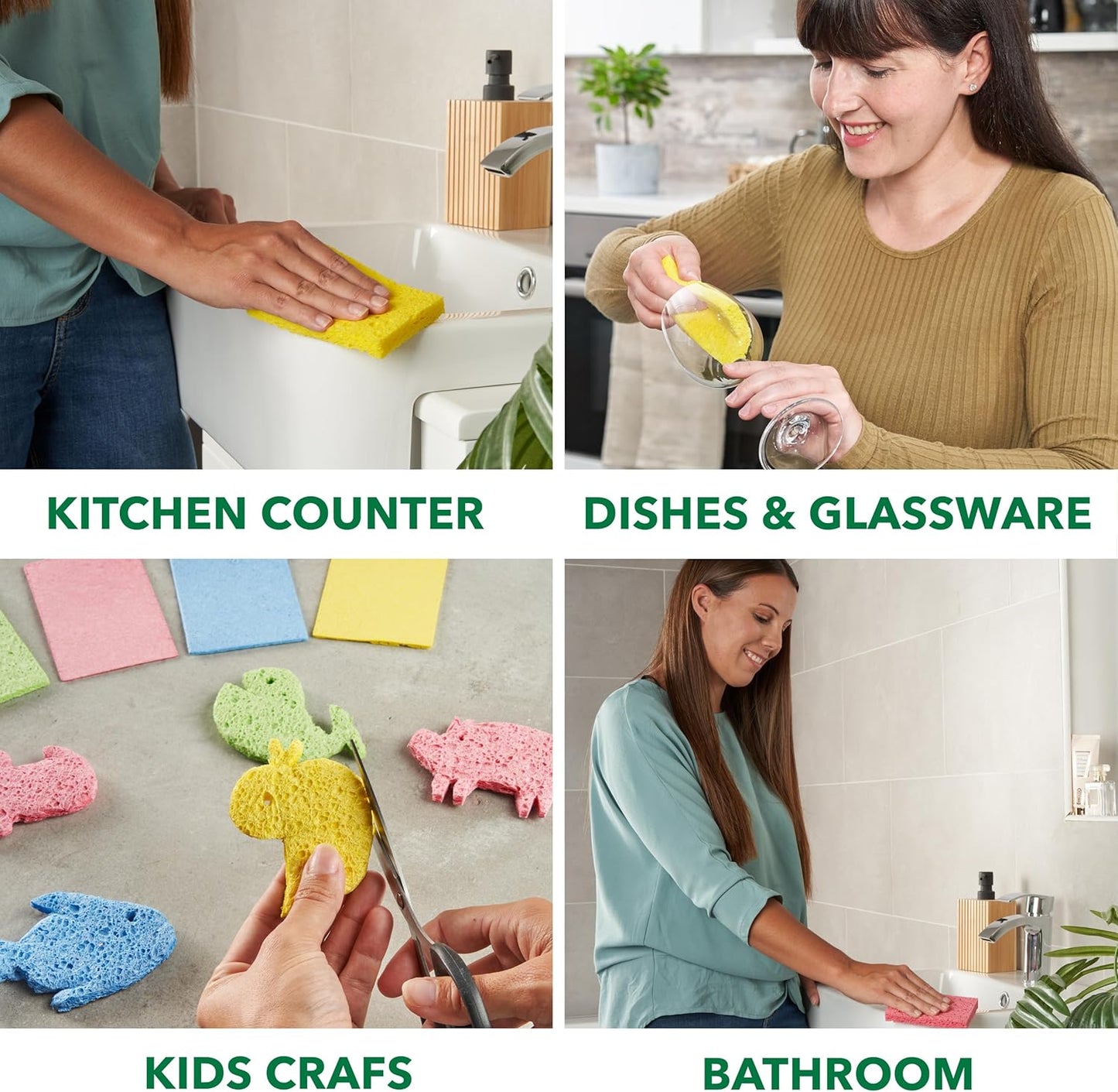 24 PCs Compressed Sponges Kitchen Non-Scratch – Highly Absorbent Kitchen Sponges for Dishes Cleaning, Countertop, Sink, Car –Biodegradable, Quick Drying Cellulose Sponges - Assorted Colors