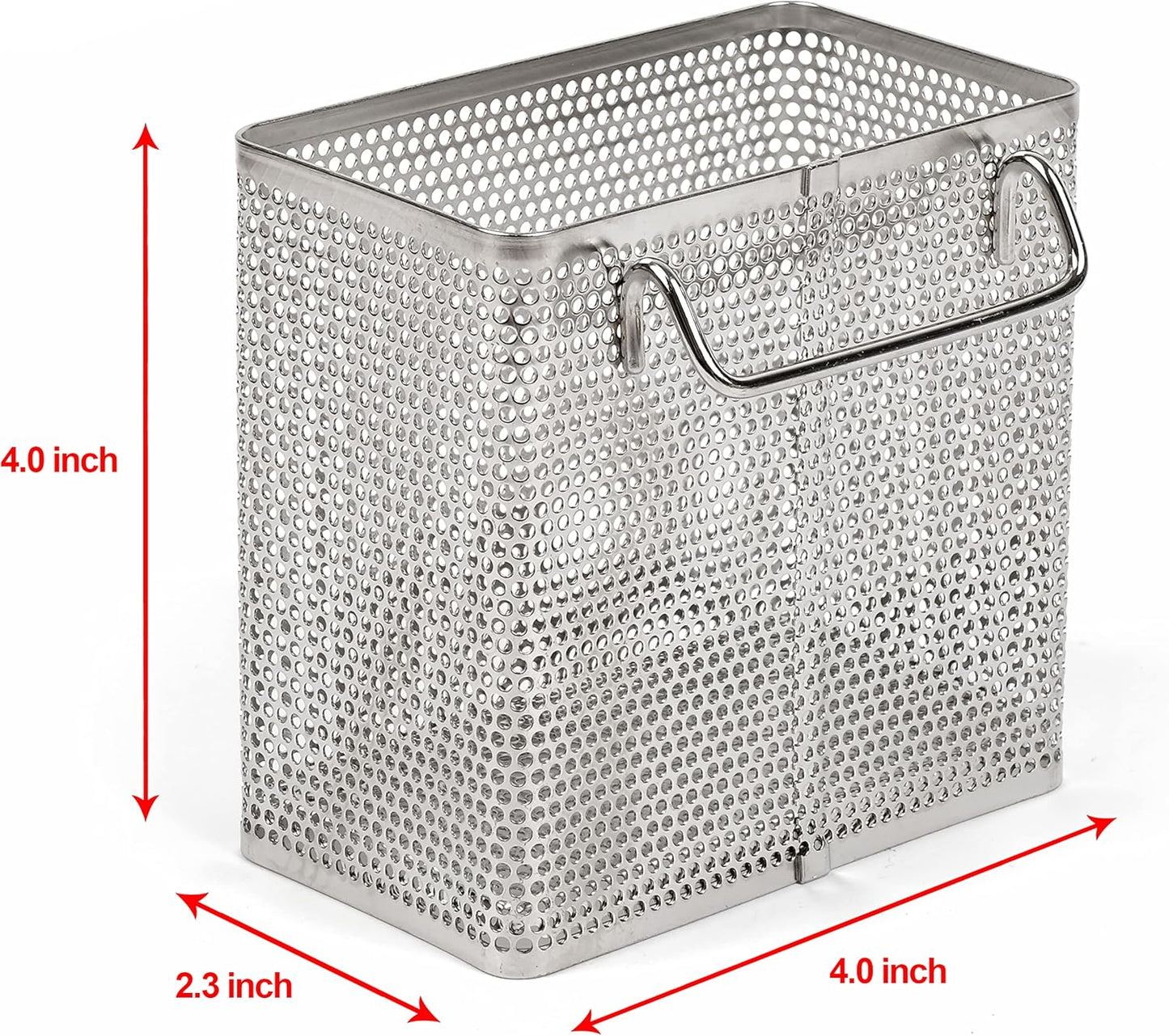 LENITH Kitchen Utensil Chopsticks Perforated Holder with Hooks - 304 Stainless Steel Storage for Organizer Dishwasher Safe (Small Rectangle)