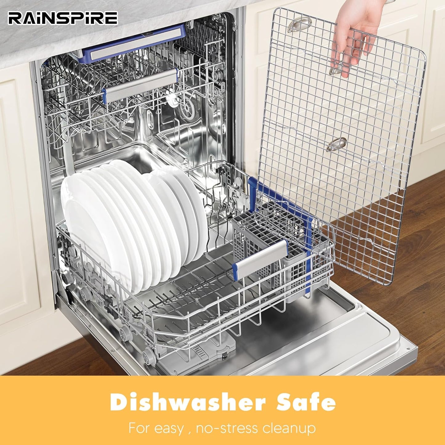 Rainspire Cooling Rack Stainless Steel, Heavy Duty Cooling Racks for Cooking and Baking, Oven Safe Wire Rack for Cooking, Baking Rack for Oven Cooking Fits Quarter Sheet Pan (1, 8.5" x 12")