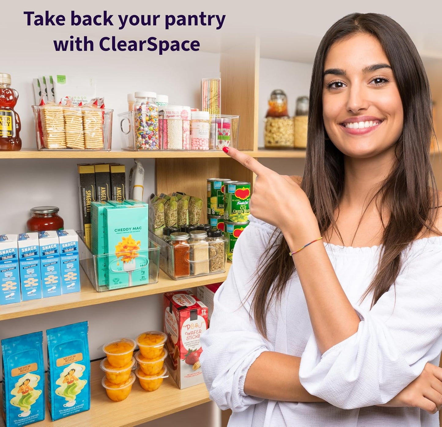 Pantry Organizers and Storage and Cabinet Organizer, 2 Pack - Kitchen Organizers and Storage, Great Fridge or Snack Organizer - Perfect in Refrigerator or Cupboard Shelf