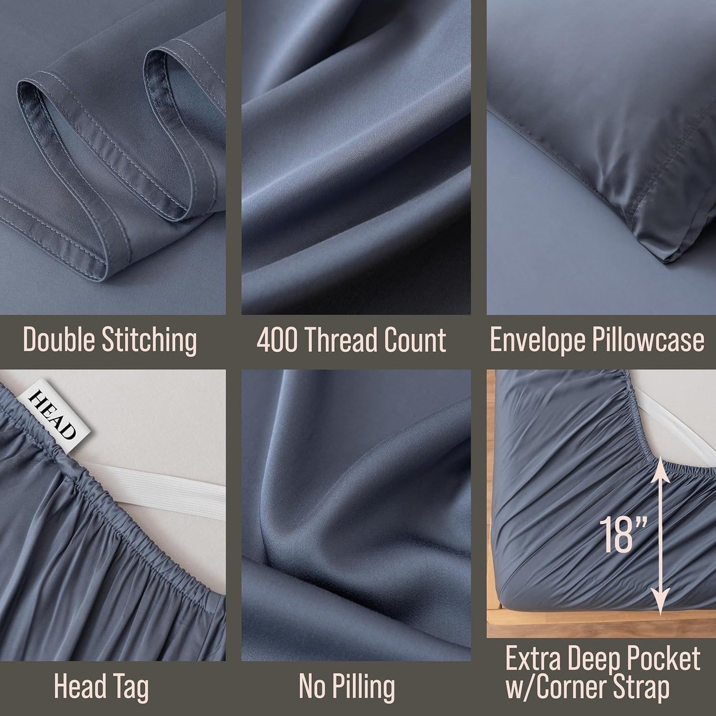 Bella Coterie Luxury Bamboo Viscose Split Top King Size Sheet Set | 100% Organically Grown | Ultra Soft | 34" Split | Cooling for Hot Sleepers | 18" Deep Pocket [Slate Blue]