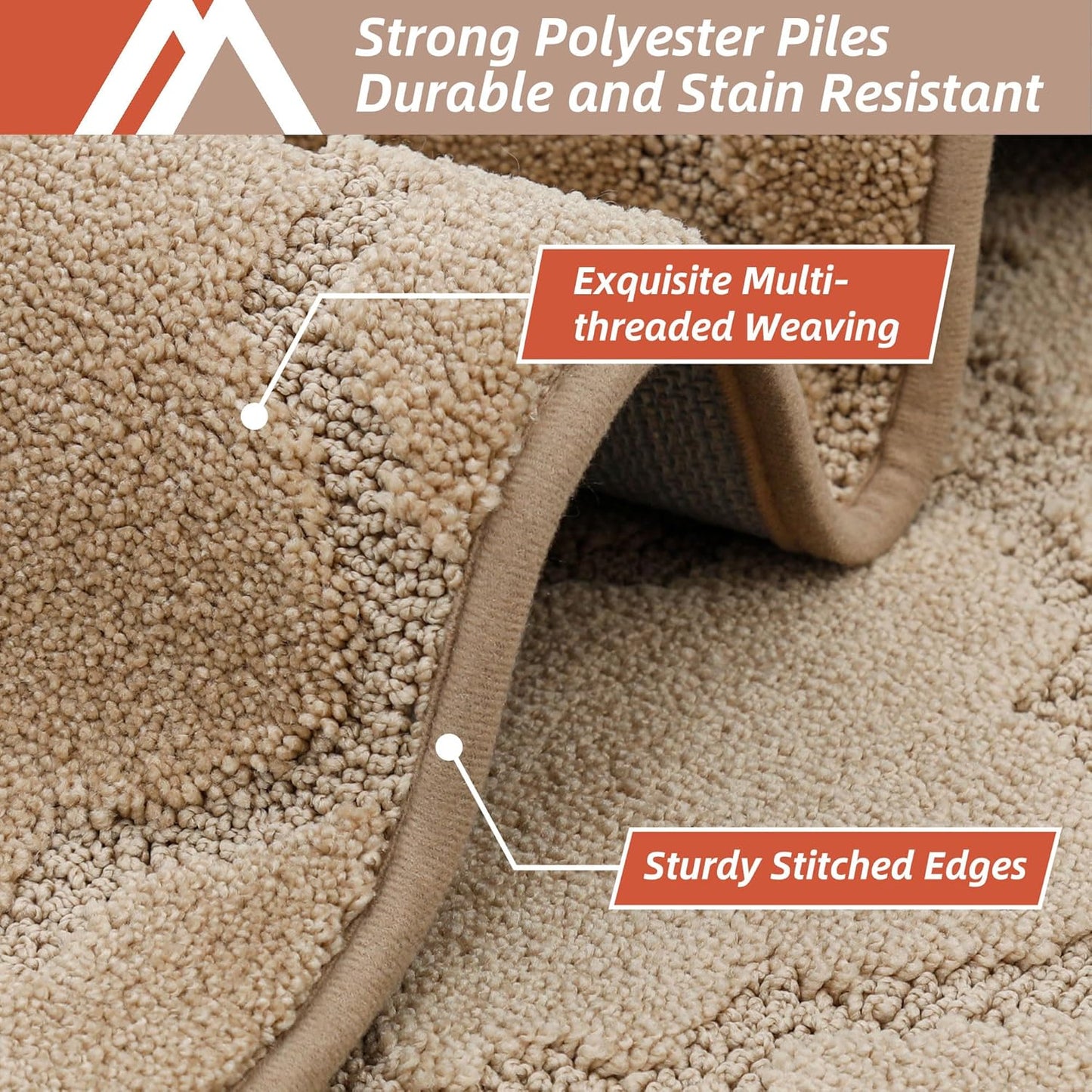 COSY HOMEER-Kitchen-Rugs-Non-Slip-Washable 24"x60" Absorbent Kitchen Runner Rug Polyester Kitchen Mats for Floor Soft Standing Floor Mats for Sink Mat,Hallway,Laundry,Beige