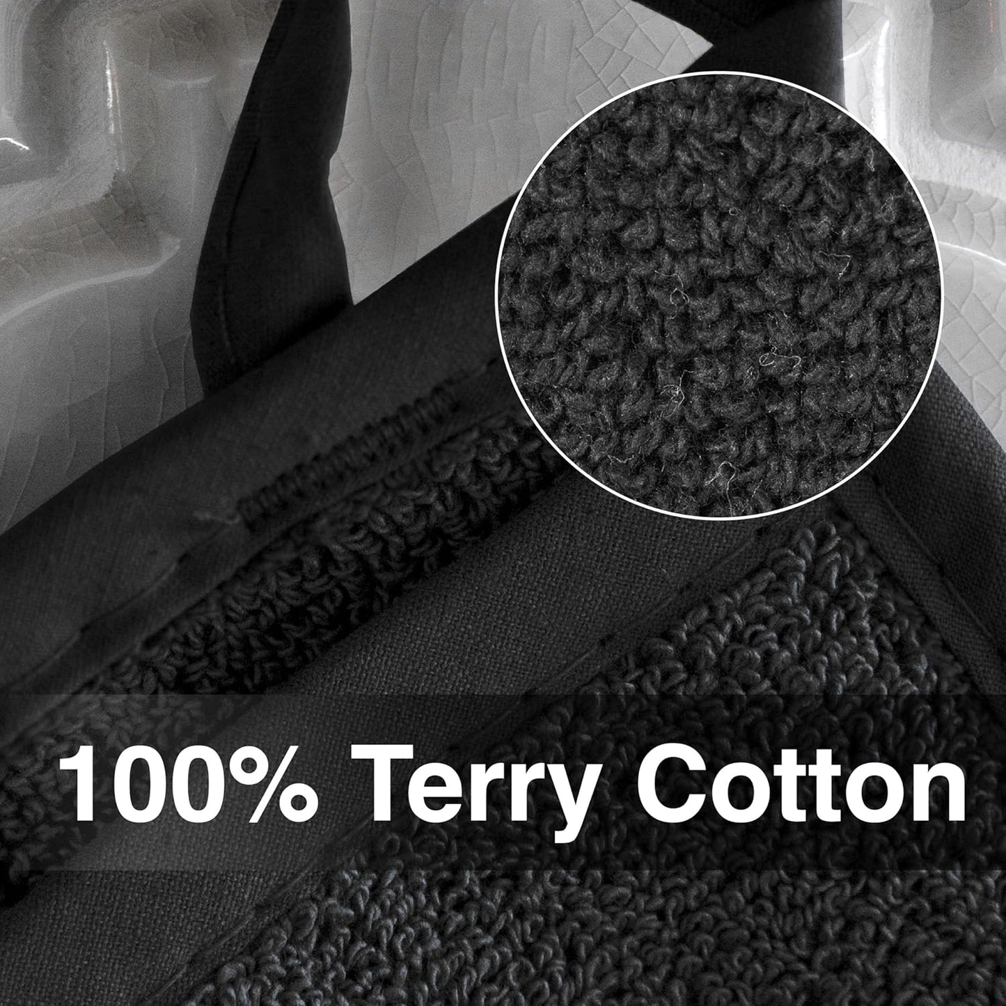 RITZ Terry Pocket Mitt & Hot Pad: Unparalleled Heat Resistant, Durable 100% Cotton – Ergonomically Designed for Optimal Grip – Easy-Care Machine Washable – 2-Pack, Black